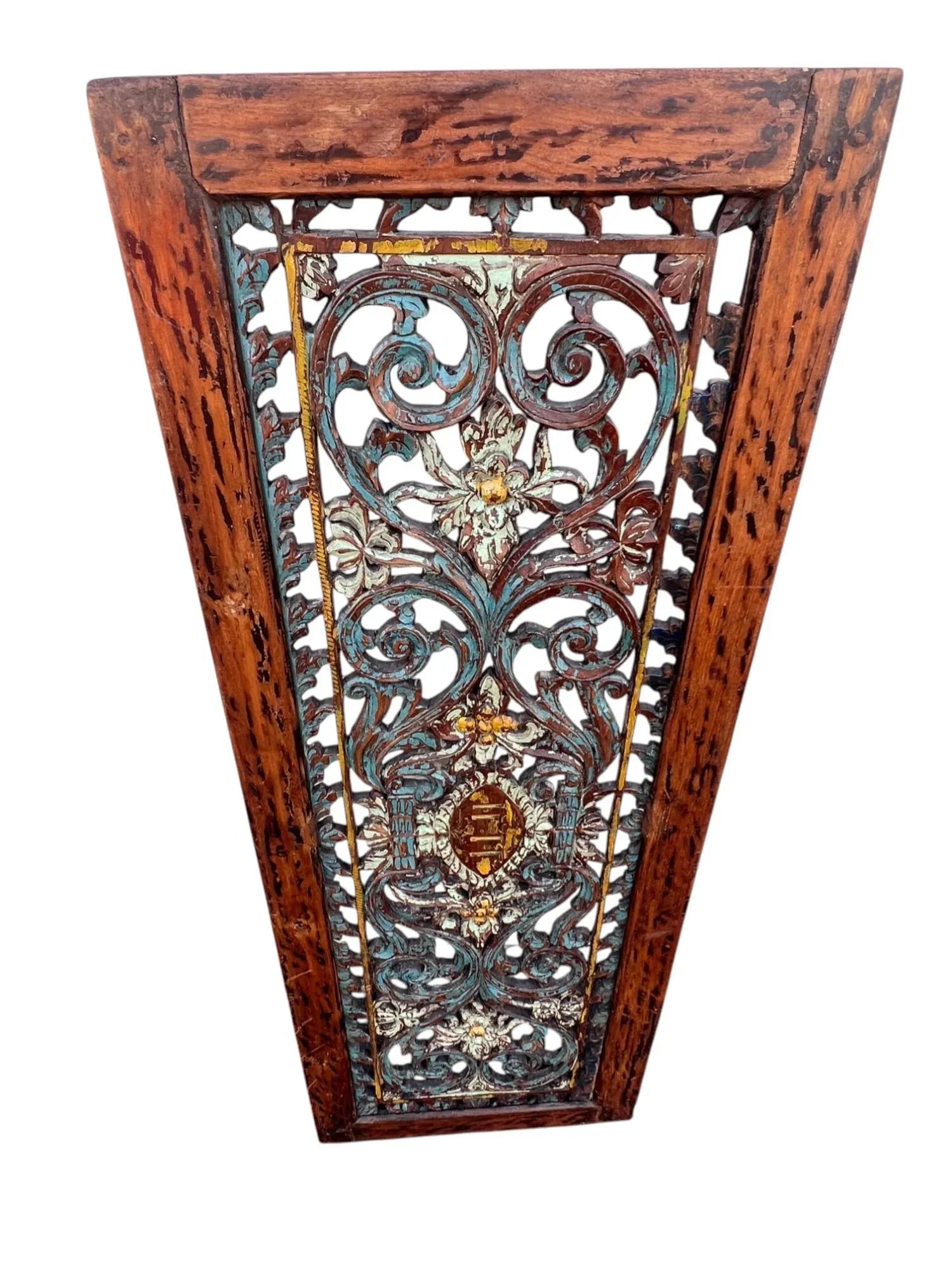 Antique Pierced Carved Wall Hanging Plaque - 2