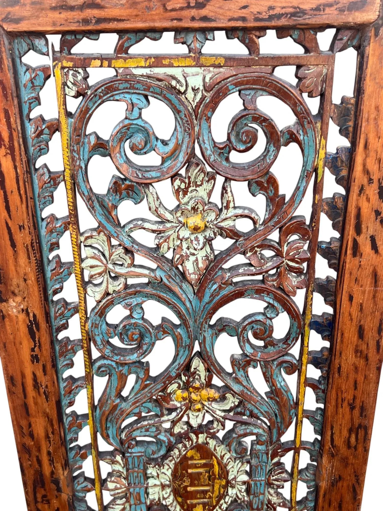 Antique Pierced Carved Wall Hanging Plaque - 3