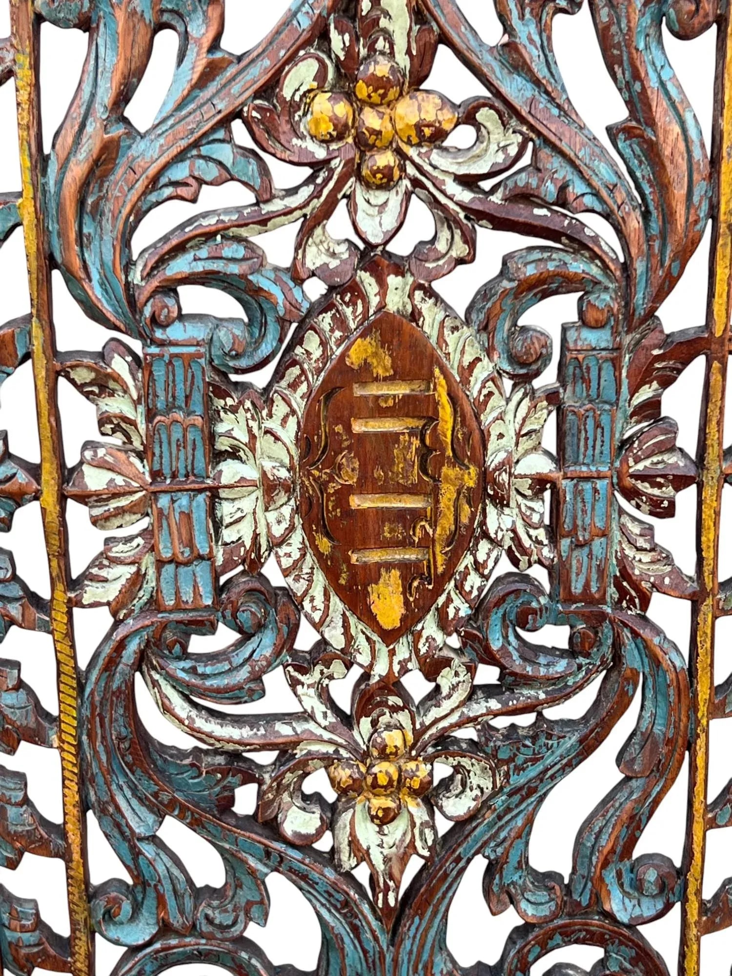 Antique Pierced Carved Wall Hanging Plaque - 4