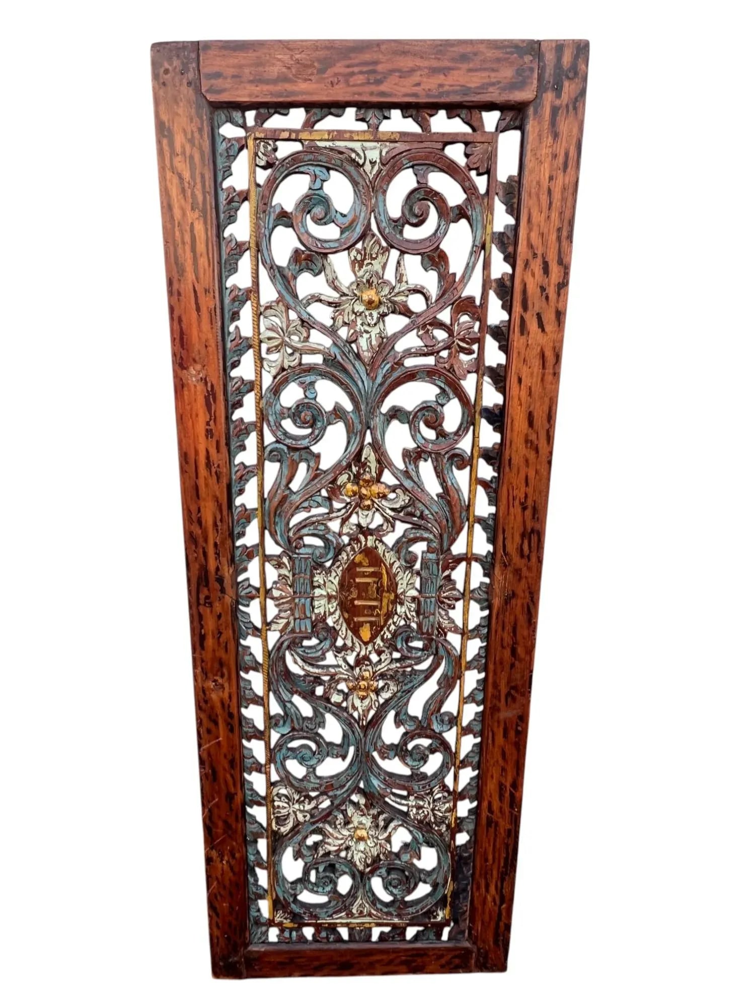 Antique Pierced Carved Wall Hanging Plaque - 7