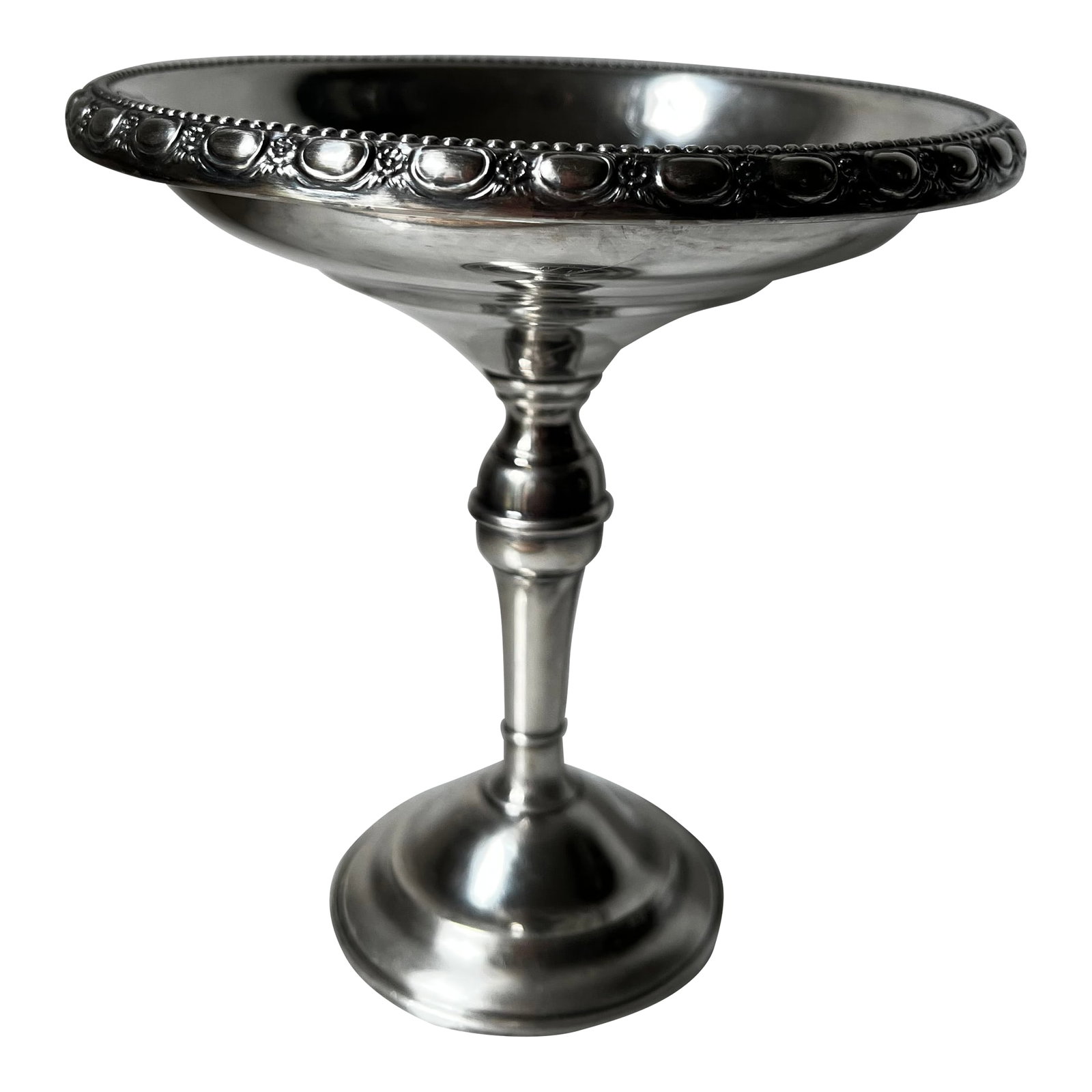 Antique La Pierre Sterling Silver Tall Compote or Candy Dish: This is an Antique La Pierre Sterling Silver Tall Compote or Candy Dish #36A made circa 1910-20. It has a wonderful rim that resembles cabochons and is approximately 5.8 inches tall and 6 inches in di