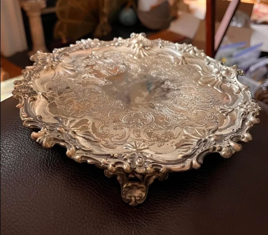 Silverplate Salver by Corbell & Co Round Tray - 7