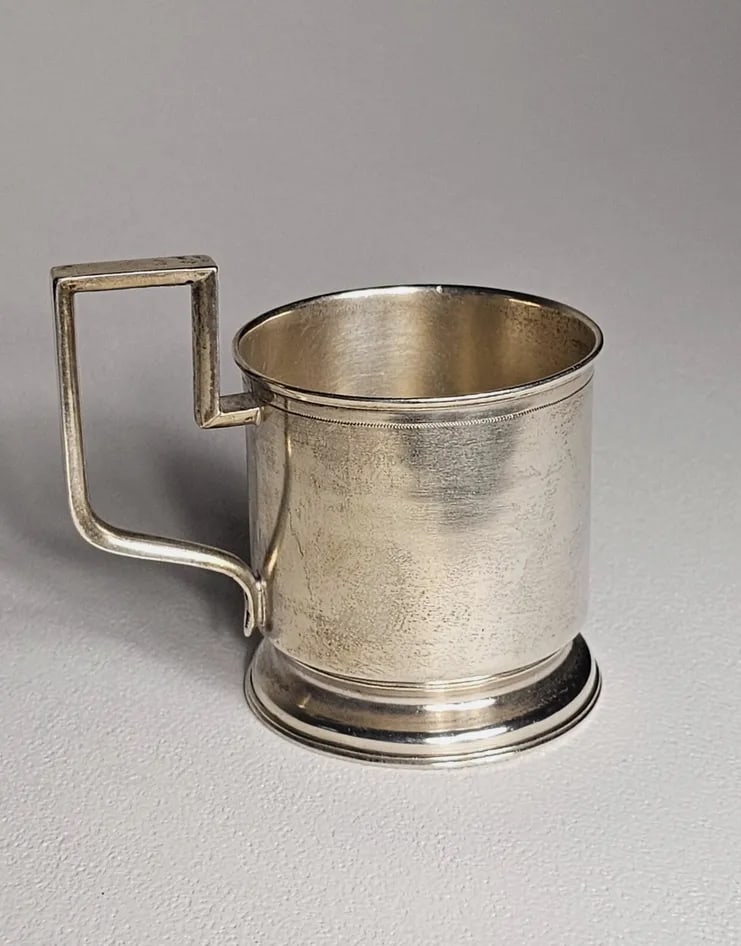 Late 19th Century Beautiful Antique Russian 84 Silver Cup Holder Pre - Faberge, Chiseled - 4