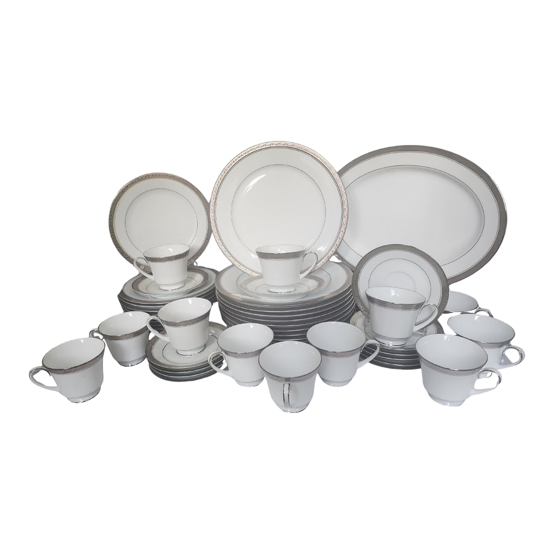 Vintage Noritake Crestwood Platinum China Set - 61 Pieces - Service for 12 - Legendary Line - 2