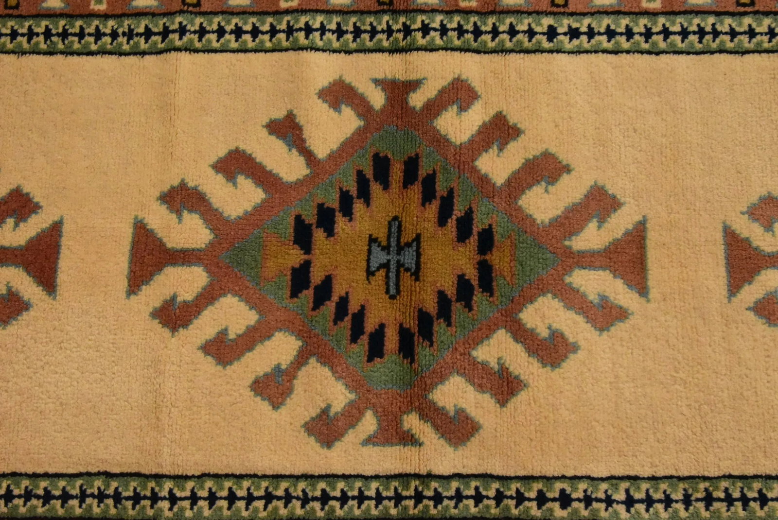 1980s Tribal Hand Knotted Cream Milas Runner Rug - 10