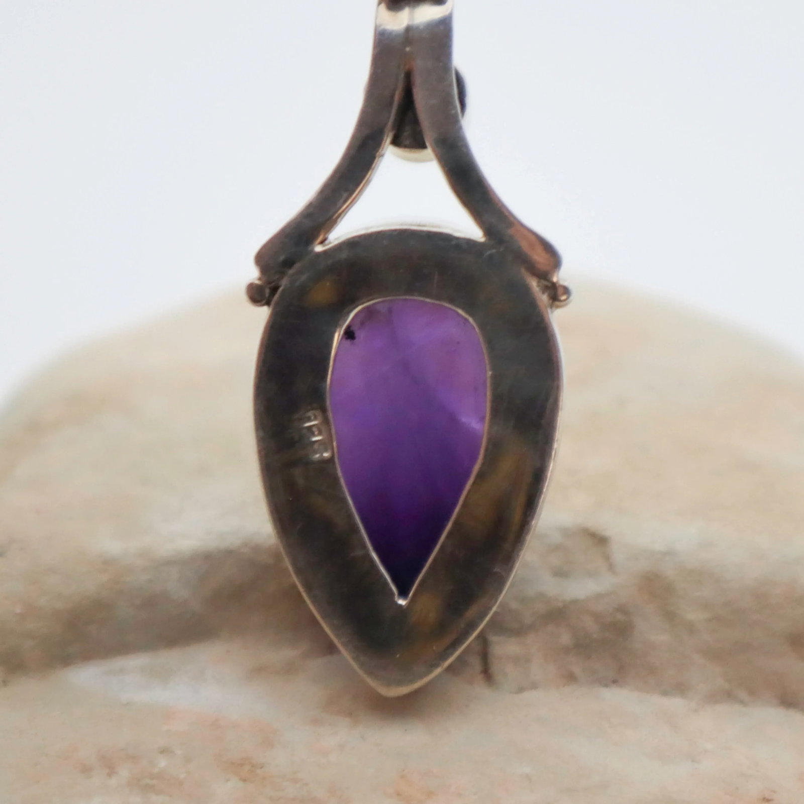 Vintage Amethyst With Pearl Sterling Silver Pendant - 7