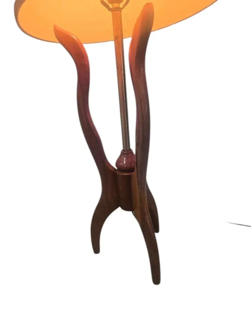 Vintage Mid-Century Modern Walnut Tripod Floor Lamp W/ Drum Shade 1950s-60s - 5