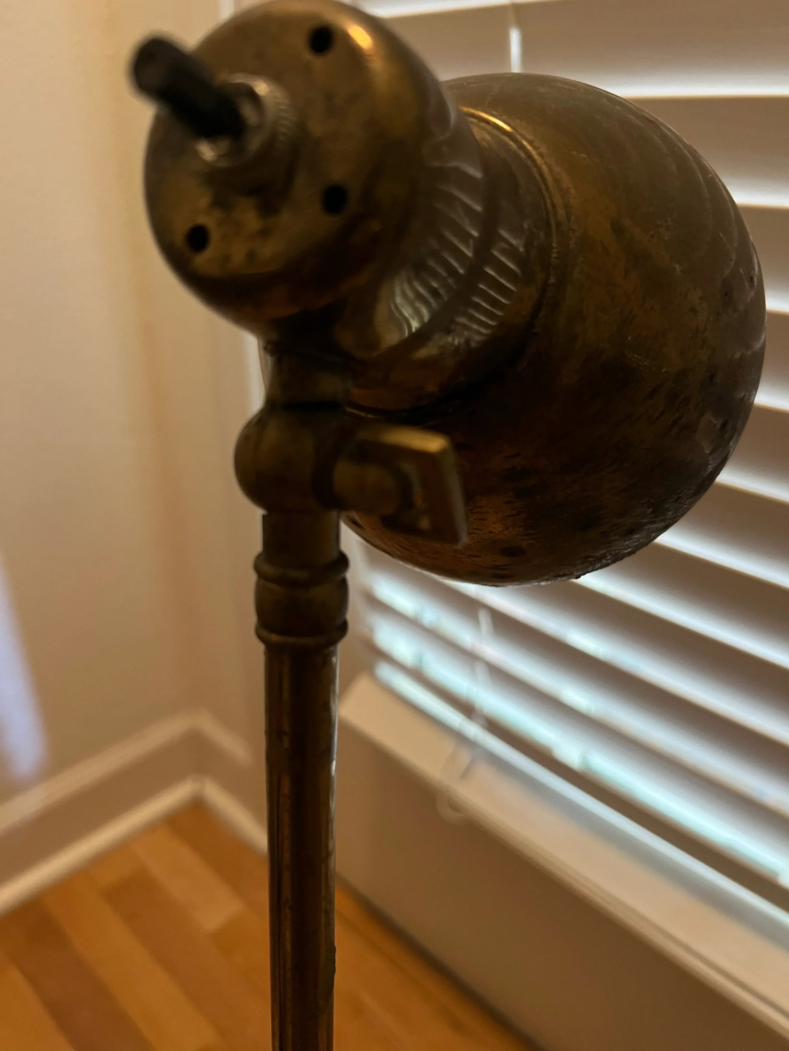 1950s Mid-Century Industrial Tripod Floor Lamp by Goodlite Co., Forest Park Il - 3 Adjustable Brass - 8