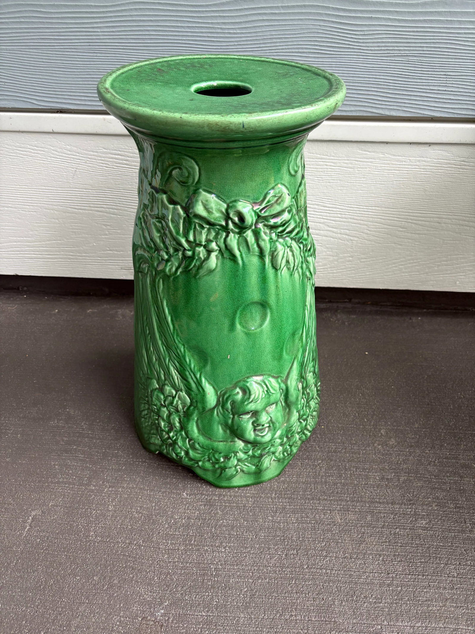 Green Cherub Pedestal for Jardinere - 5