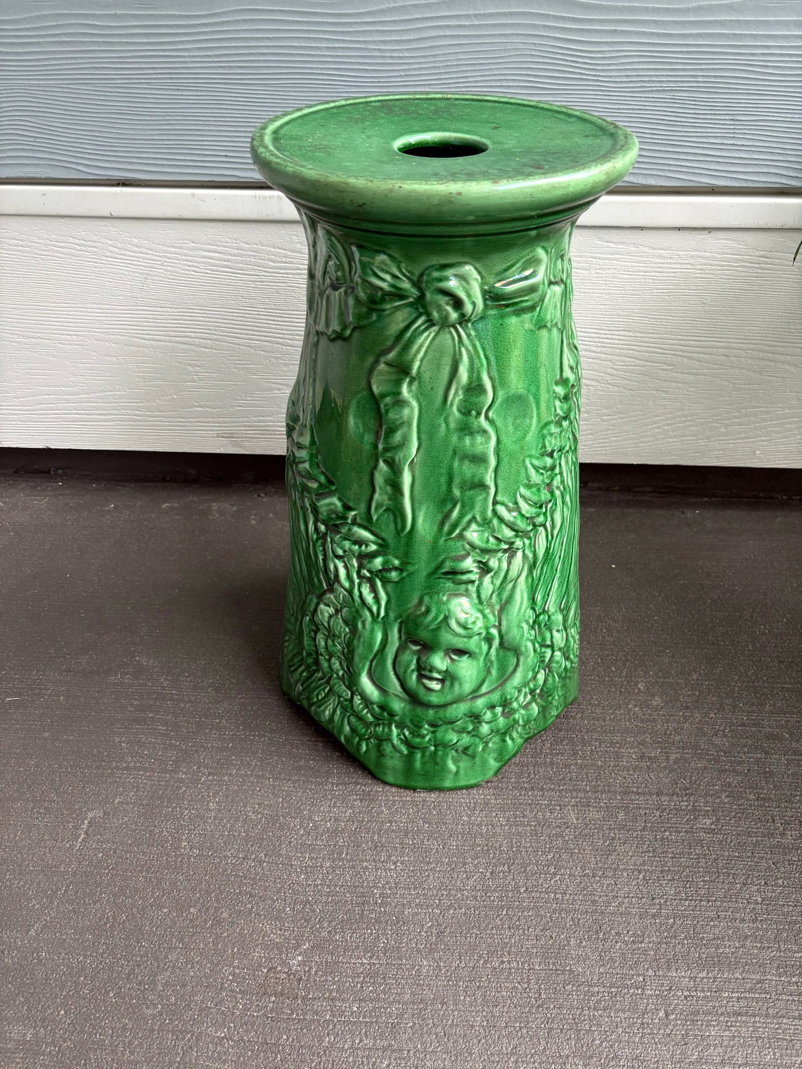 Green Cherub Pedestal for Jardinere - 7