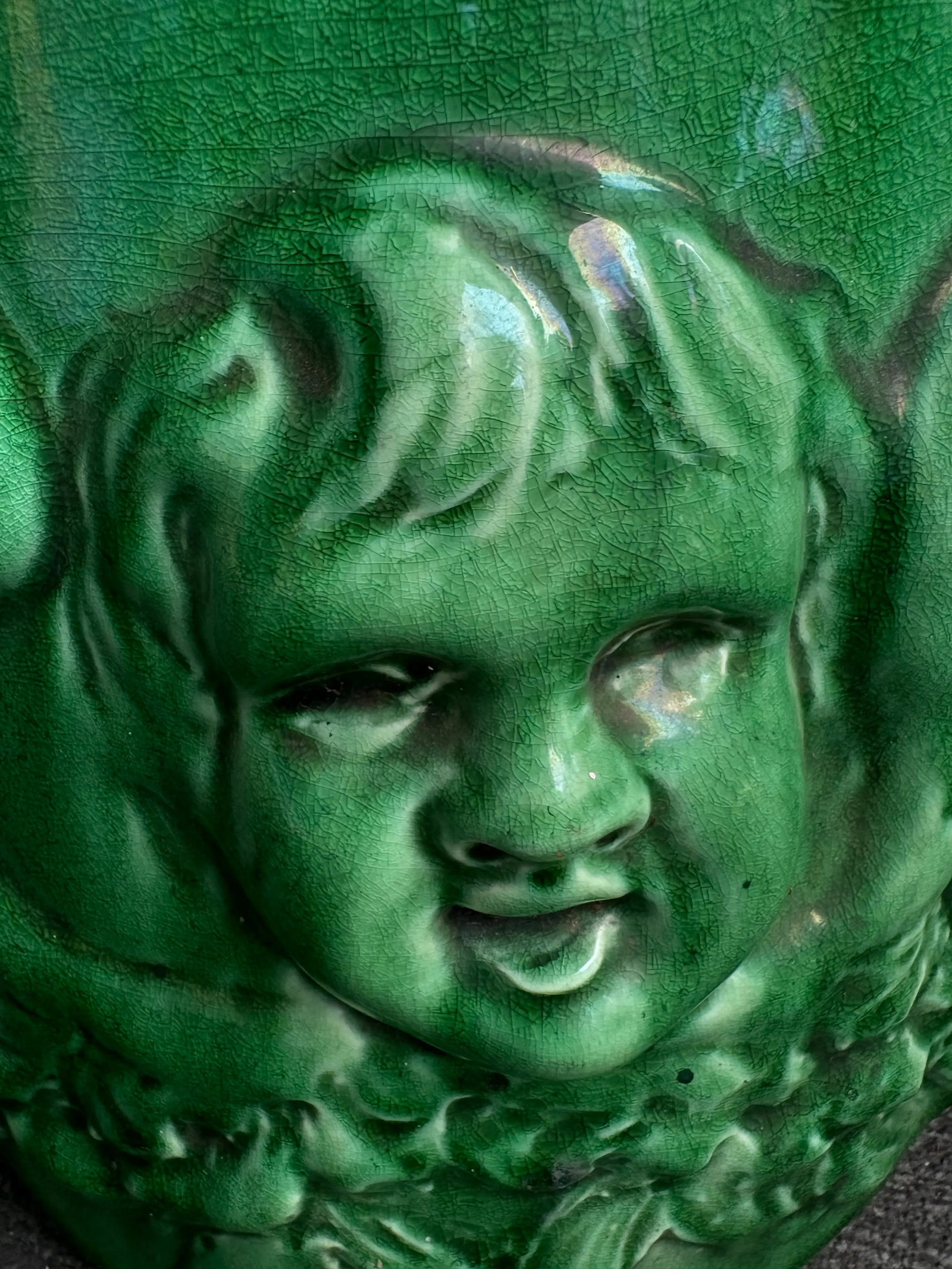 Green Cherub Pedestal for Jardinere - 8