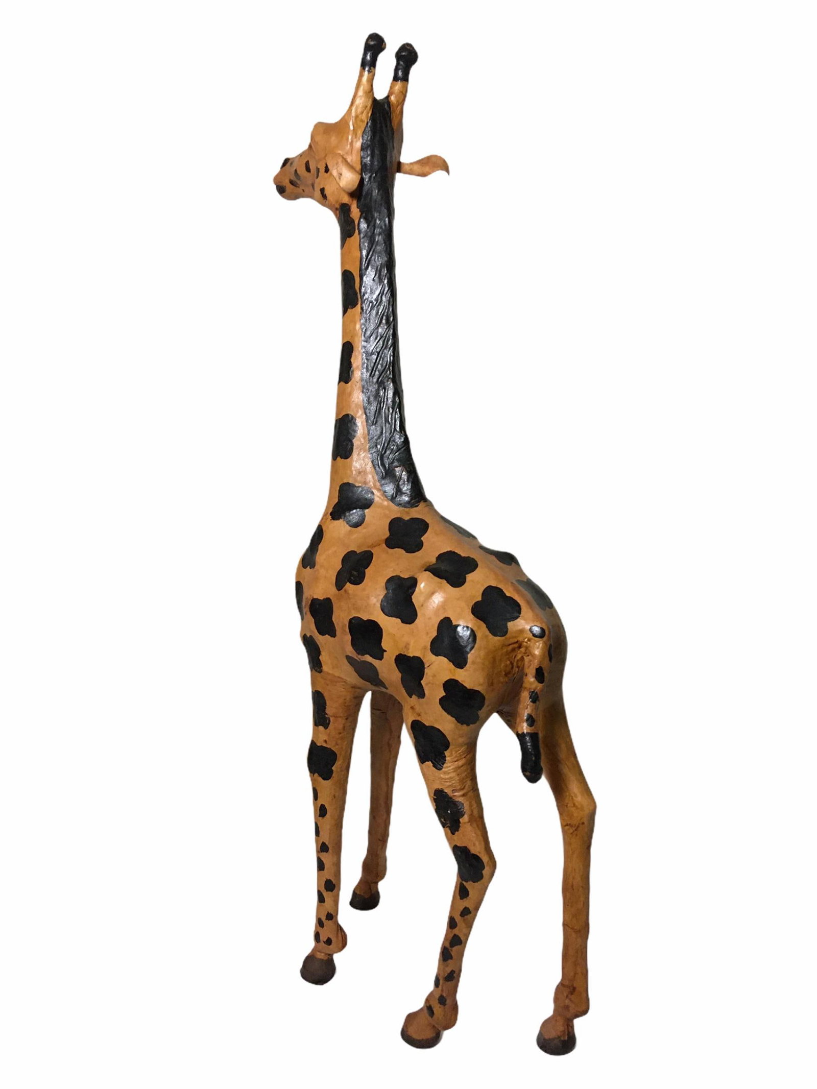 Vintage Leather-Clad Giraffe Figurine - 4