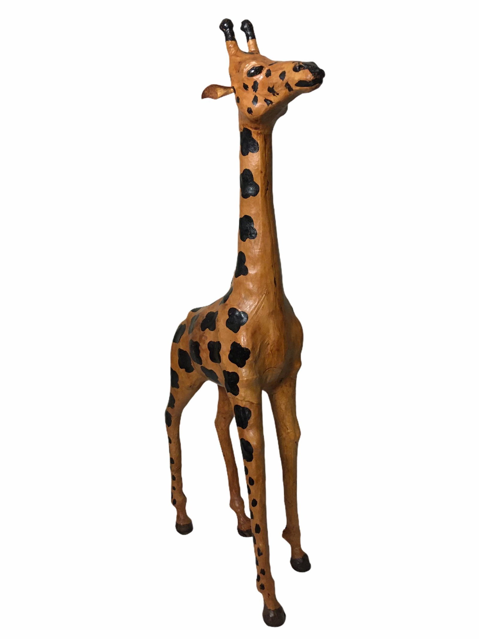 Vintage Leather-Clad Giraffe Figurine - 5
