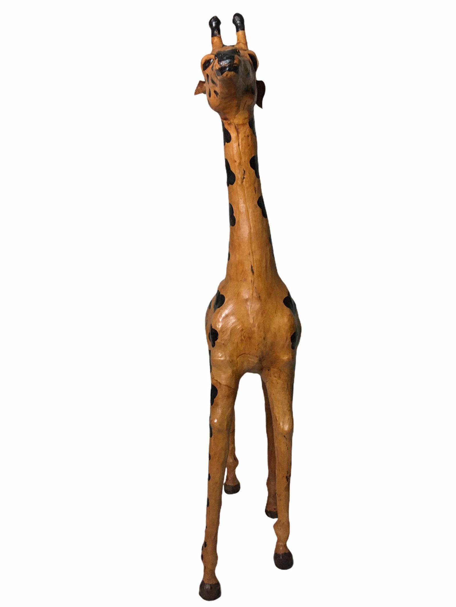 Vintage Leather-Clad Giraffe Figurine - 6