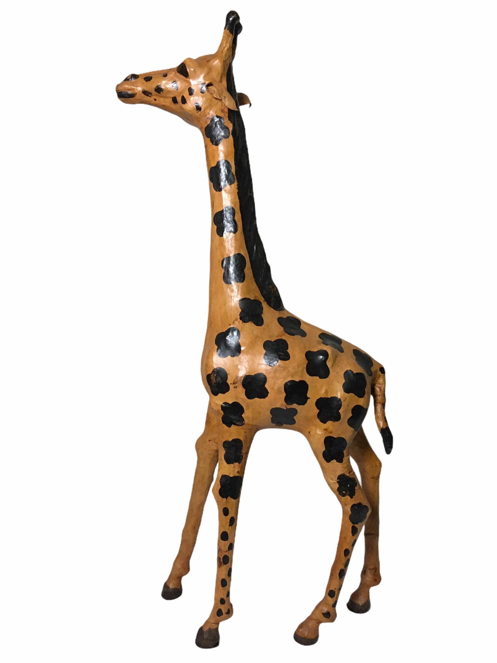 Vintage Leather-Clad Giraffe Figurine - 7