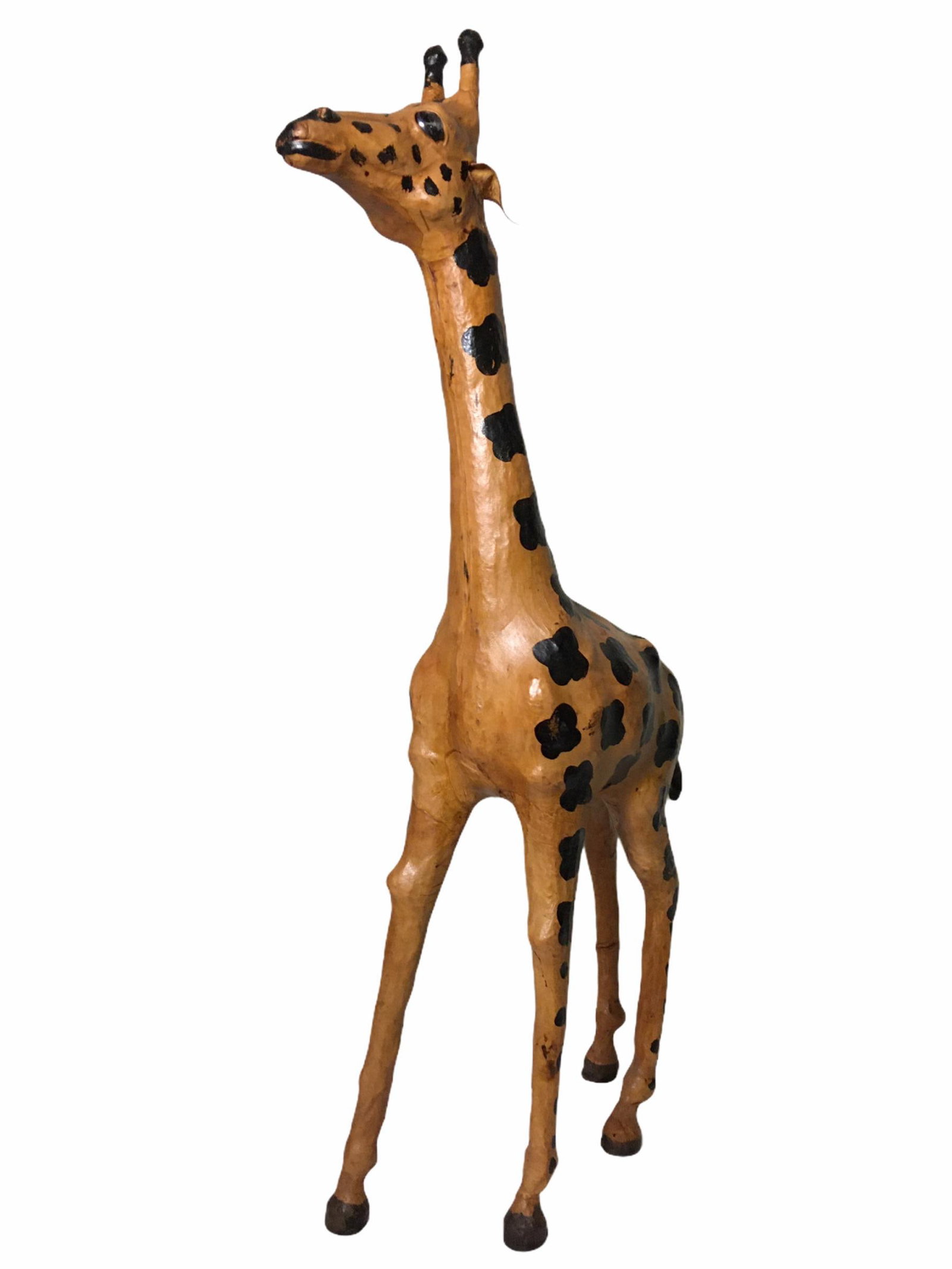 Vintage Leather-Clad Giraffe Figurine - 8