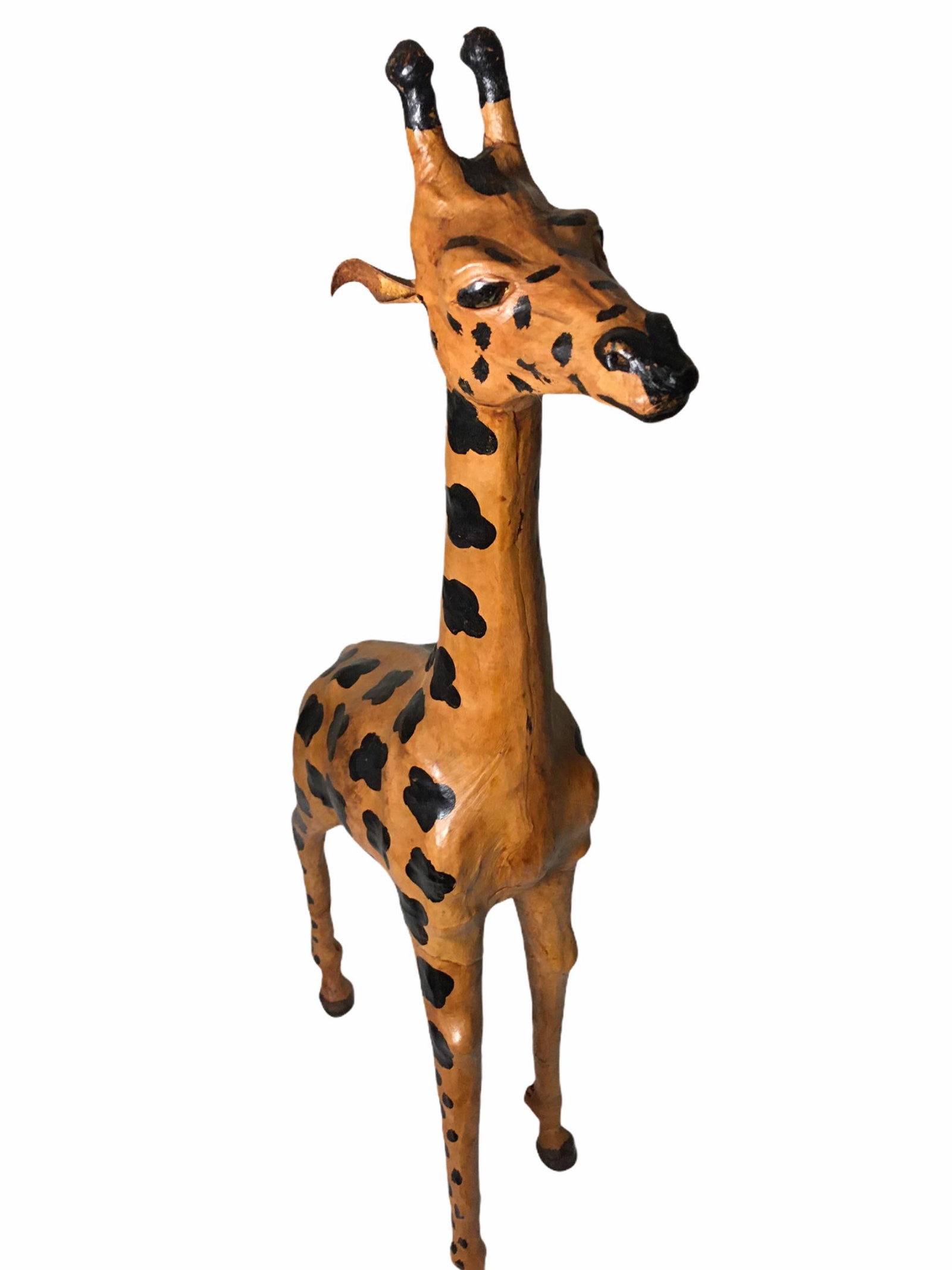 Vintage Leather-Clad Giraffe Figurine - 9