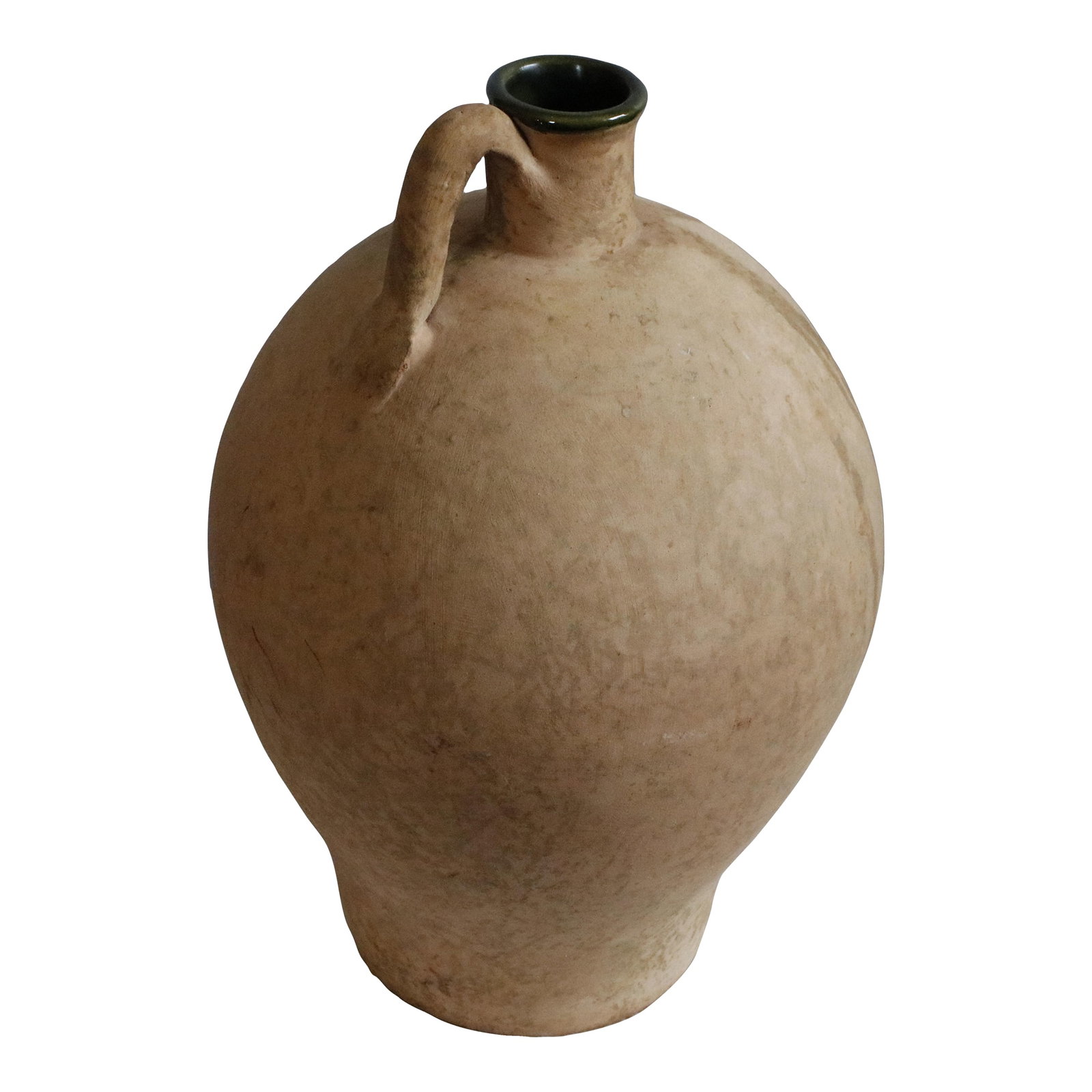 1970s Large Italian Terracotta Amphorae by Vetus Siena With Glazed Green Interior, Signed: Terracotta amphorae pitcher produced by Vetus Siena in the early 1970s as part of their opening years. Forest green glazed interior and rim. A functional and elevated old world treasure. Signed by the