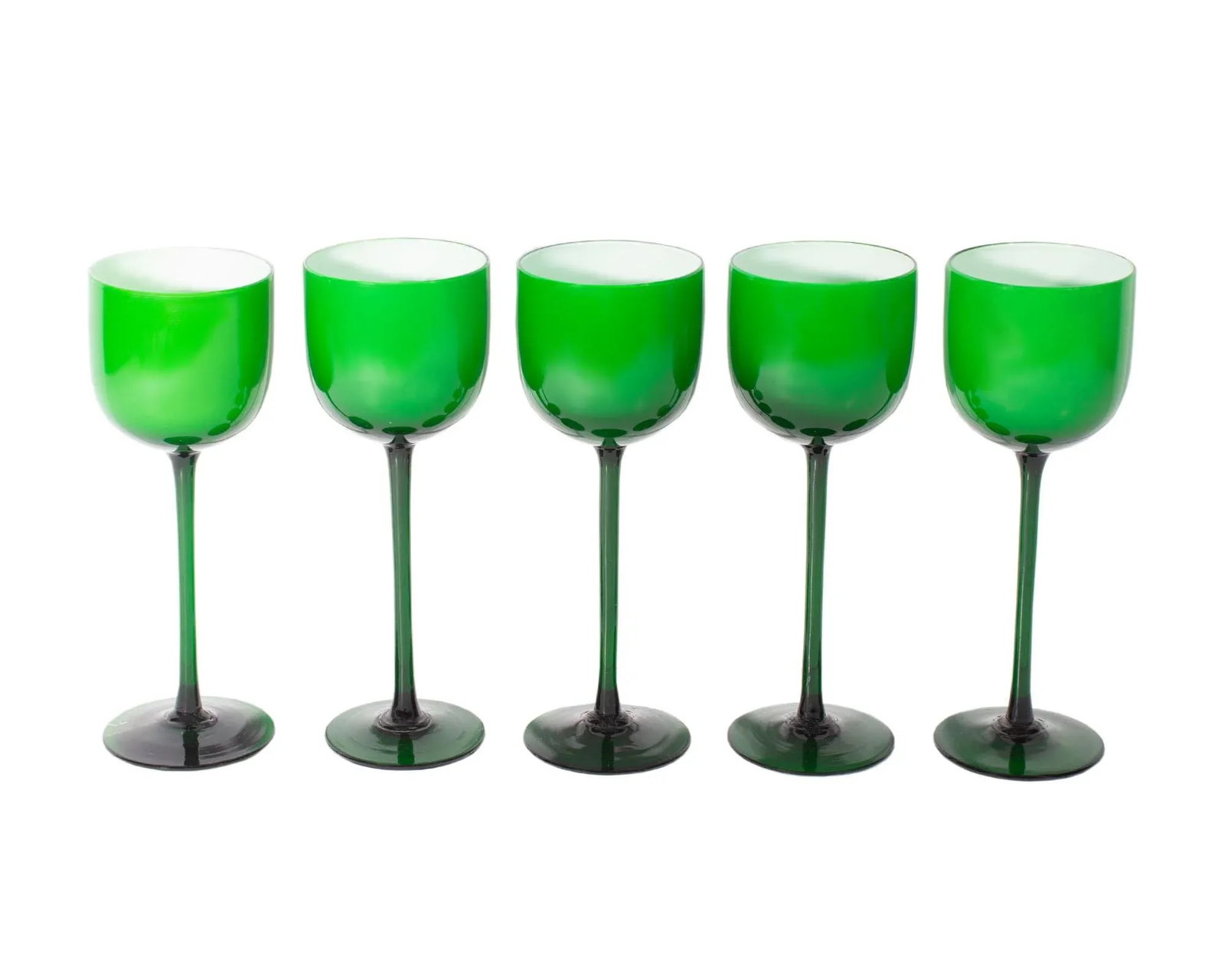 Carlo Moretti Cased Green 9.25" Wine Glasses, Set of Five - 2