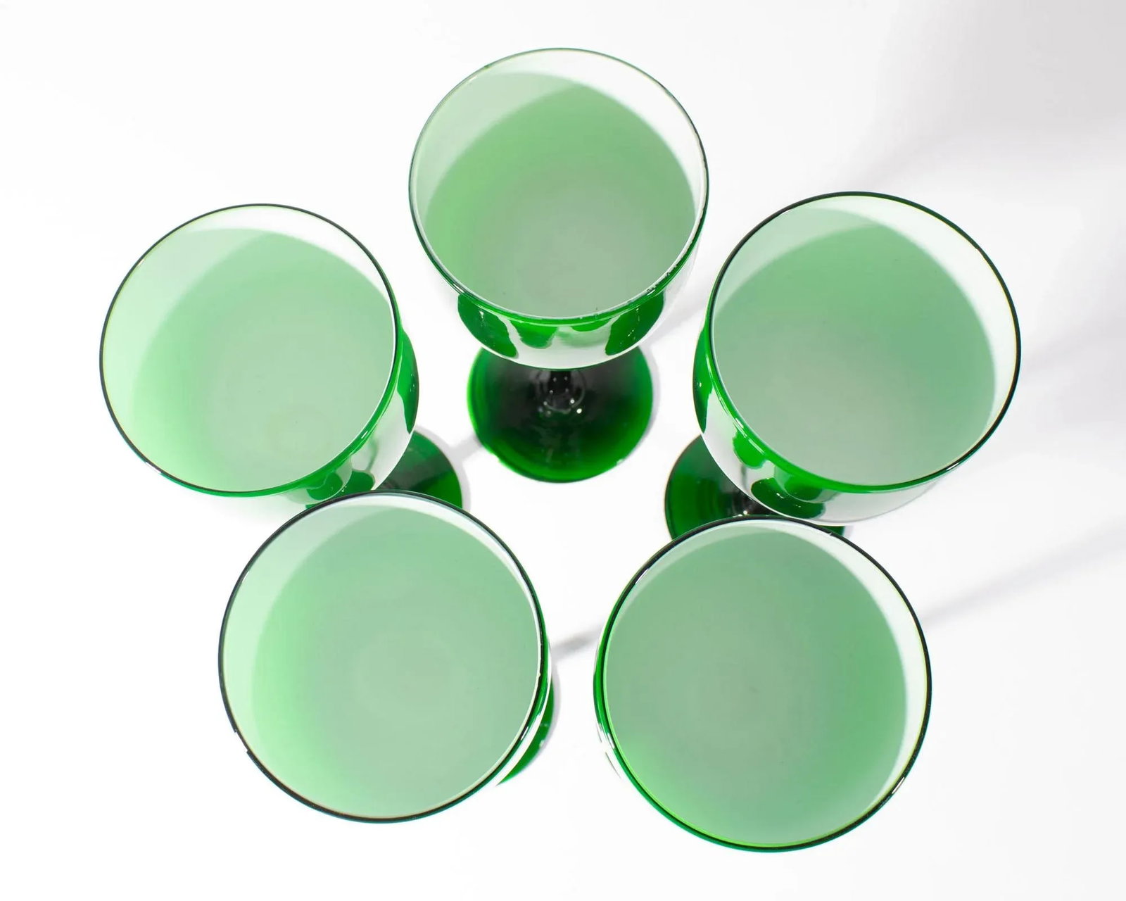 Carlo Moretti Cased Green 9.25" Wine Glasses, Set of Five - 6