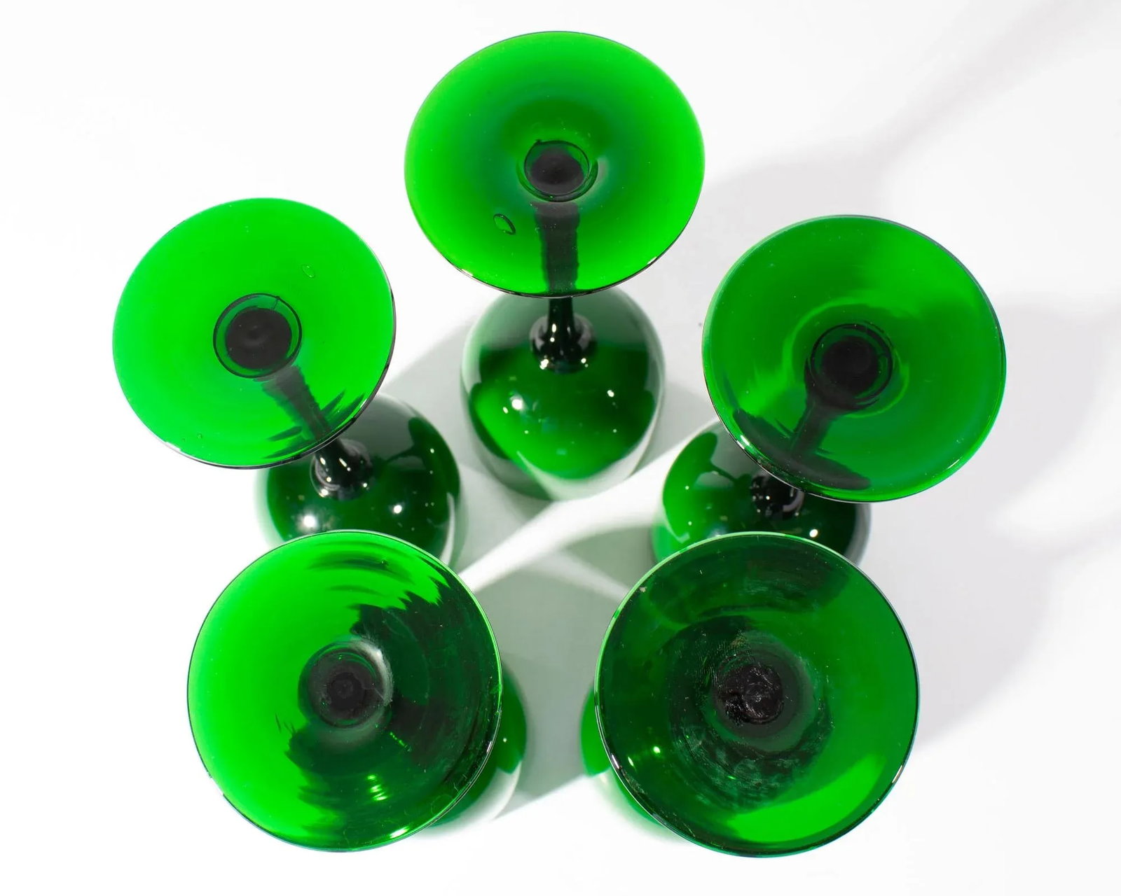 Carlo Moretti Cased Green 9.25" Wine Glasses, Set of Five - 7