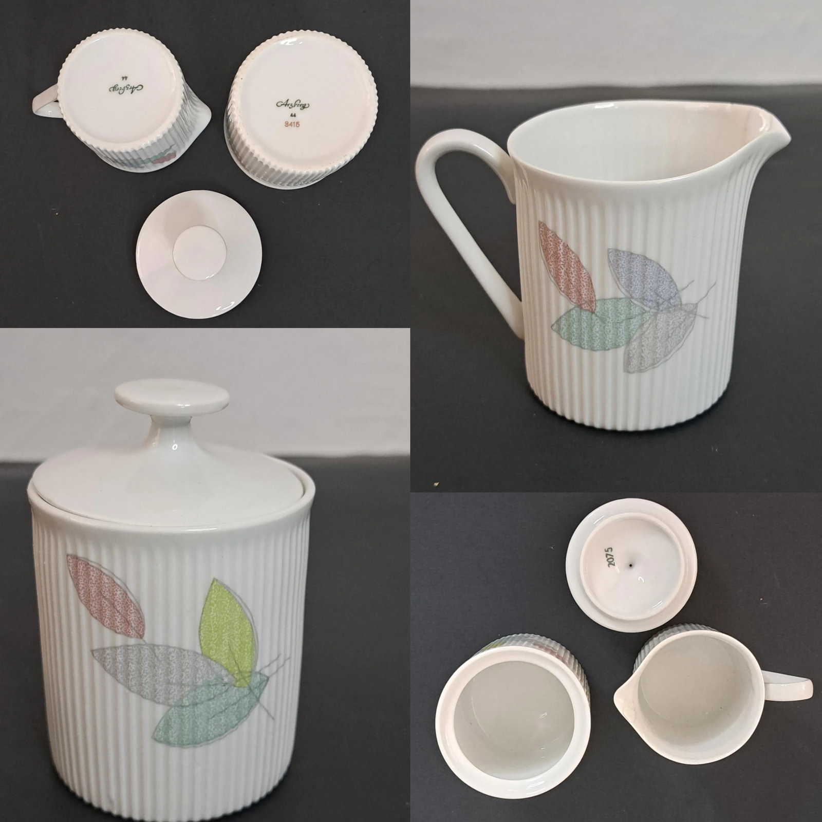 Early 20th Century Arzberg Germany 17 Piece Tea Dessert Set Arz3415 Bone China Leaves - 10
