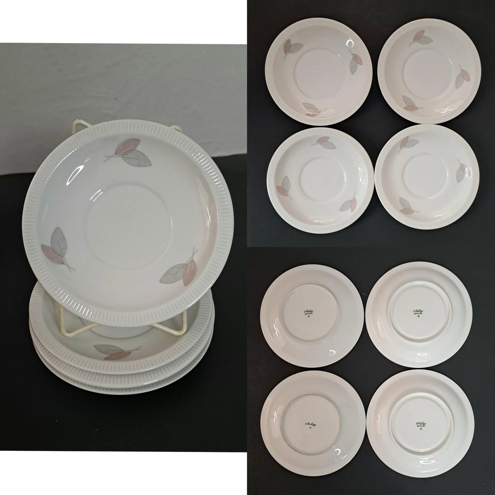 Early 20th Century Arzberg Germany 17 Piece Tea Dessert Set Arz3415 Bone China Leaves - 8
