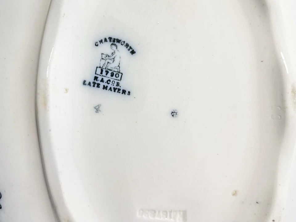 1890s Keeling & Co "Chatsworth" Flow Blue Serving Vegetable Bowl & Underplate - 5