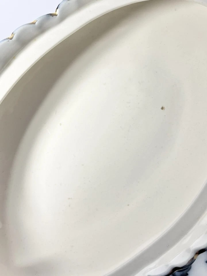 1890s Keeling & Co "Chatsworth" Flow Blue Serving Vegetable Bowl & Underplate - 6
