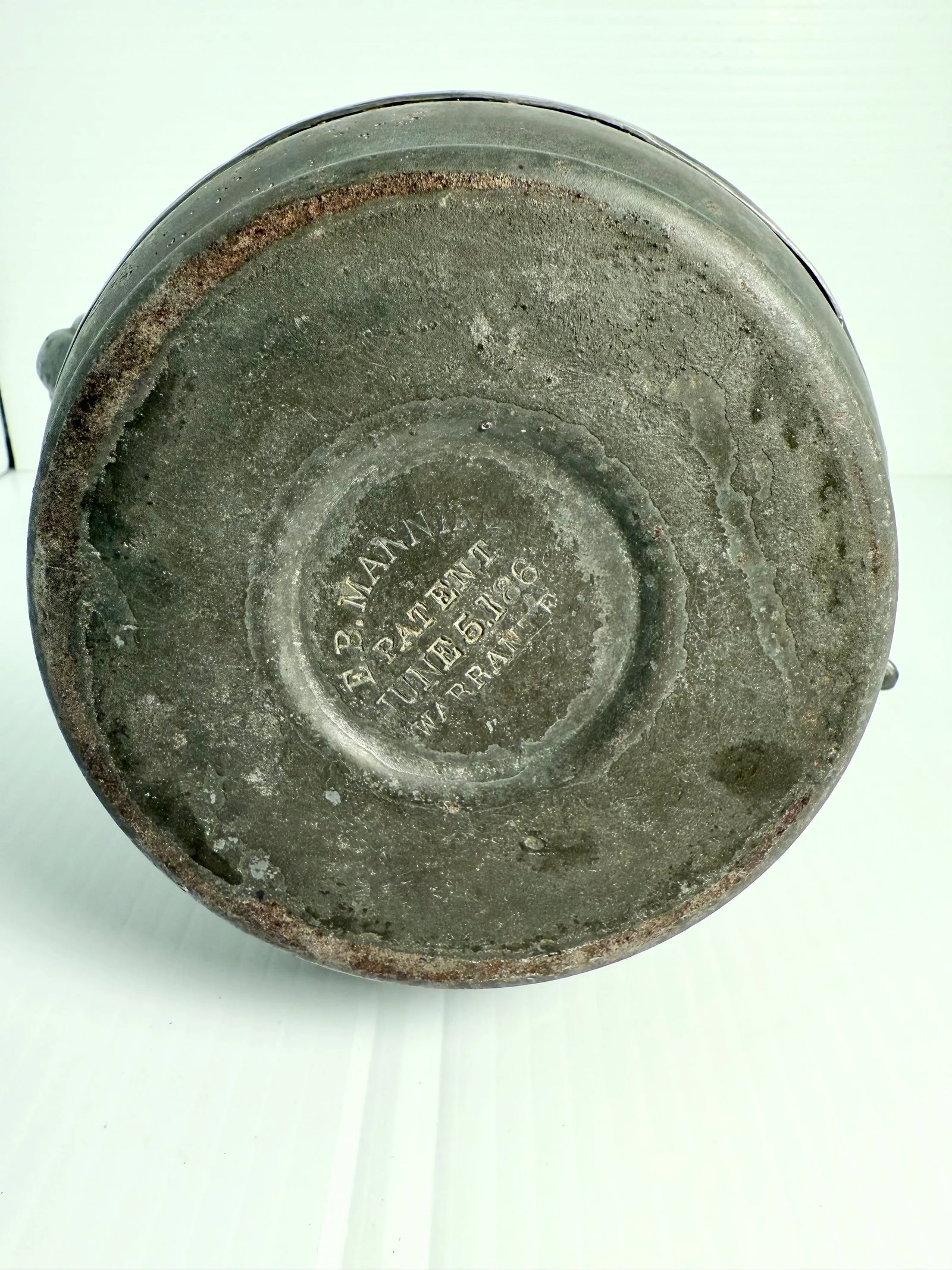 Civil War Era Pewter Coffee Pot (E. B. Manning Patent June 1862) - 6