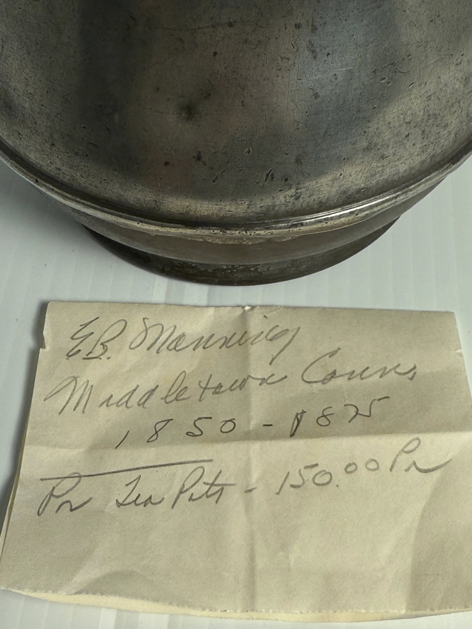 Civil War Era Pewter Coffee Pot (E. B. Manning Patent June 1862) - 9