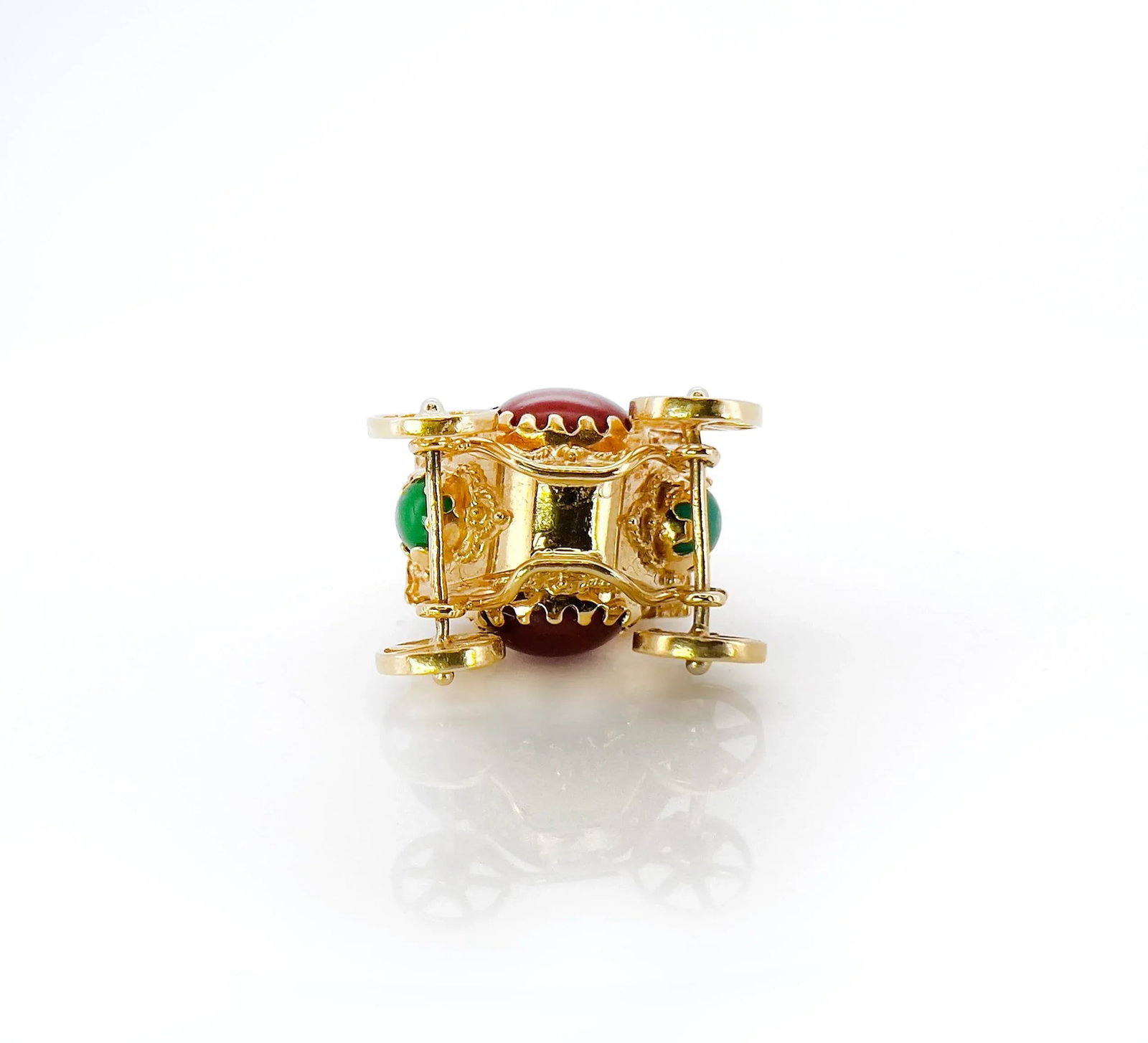 Vintage Carnelian Cinderella Carriage Pendant, 18k - 5