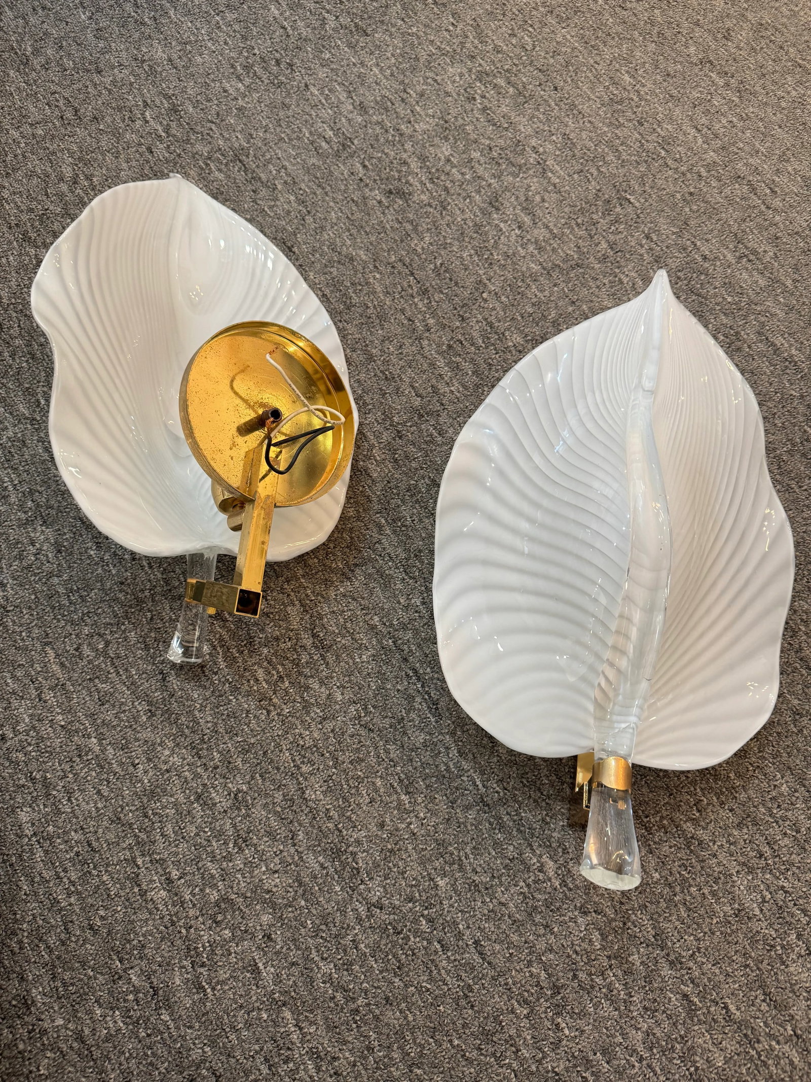 Late 20th Century Pair of Murano Glass Gold Leaf Sconces - 7