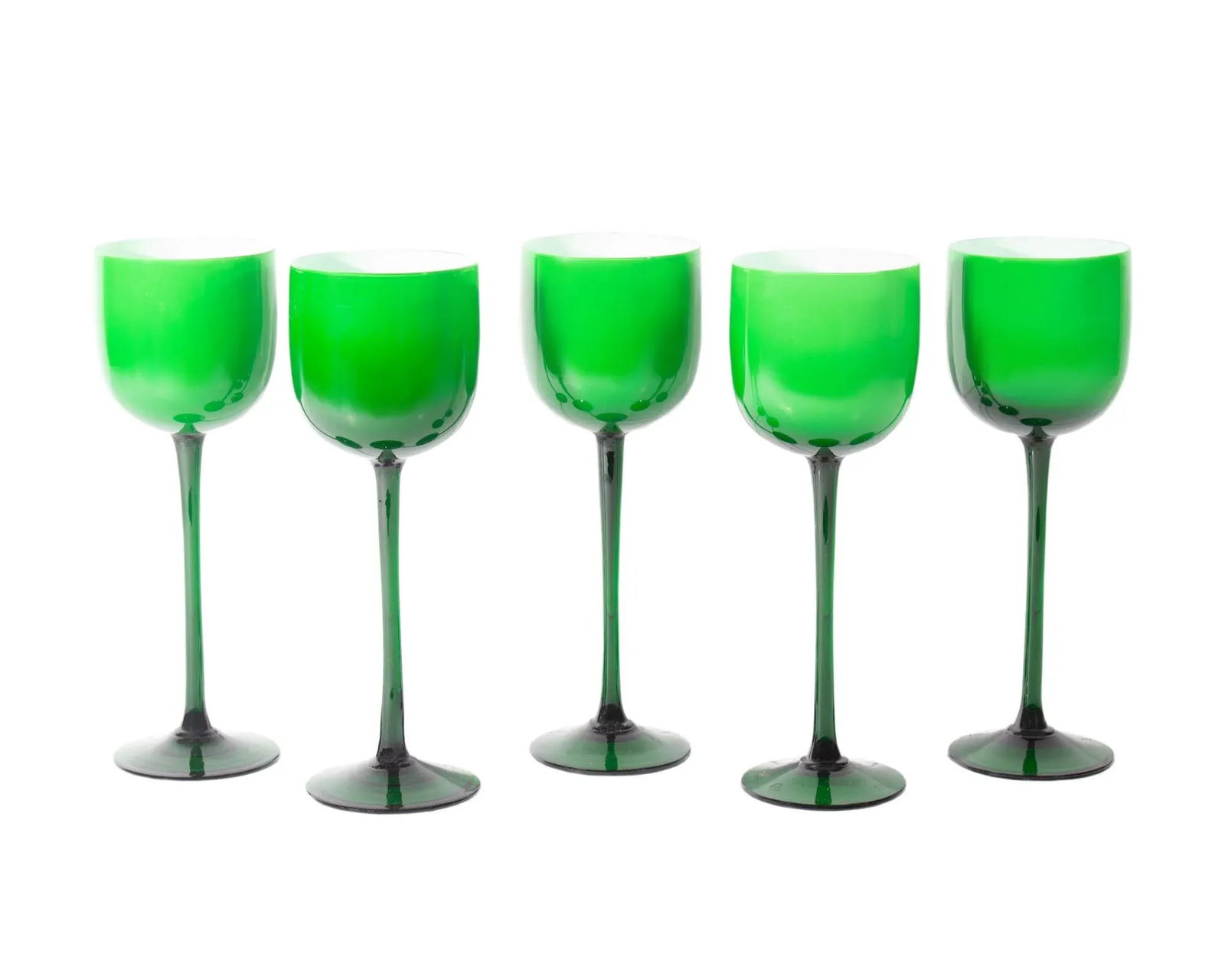 Carlo Moretti Cased Green 9.5" Wine Glasses, Set of Five - 2