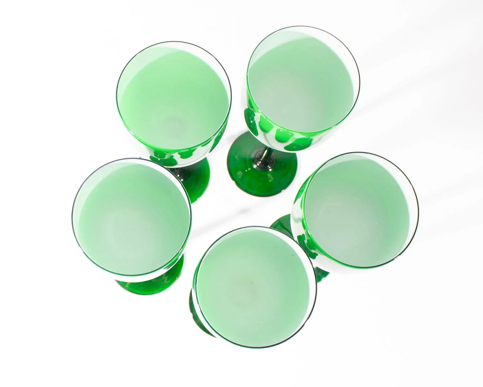 Carlo Moretti Cased Green 9.5" Wine Glasses, Set of Five - 4