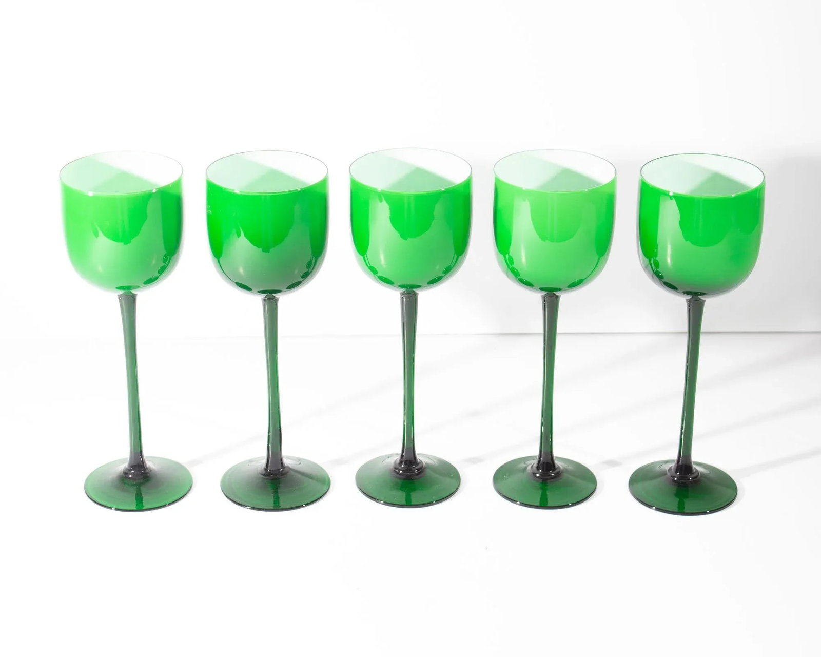 Carlo Moretti Cased Green 9.5" Wine Glasses, Set of Five - 6