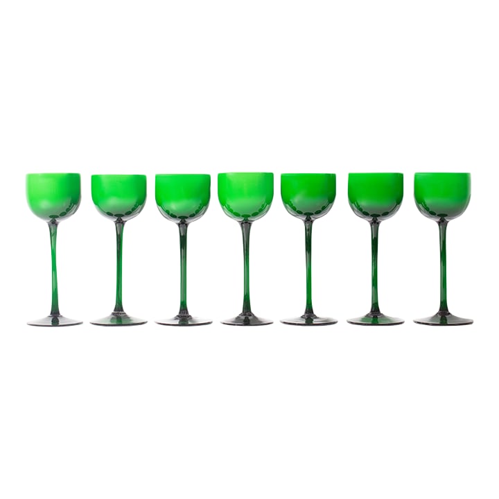 Carlo Moretti Cased Green 6.75" Glasses, Set of Seven (1 of 6)