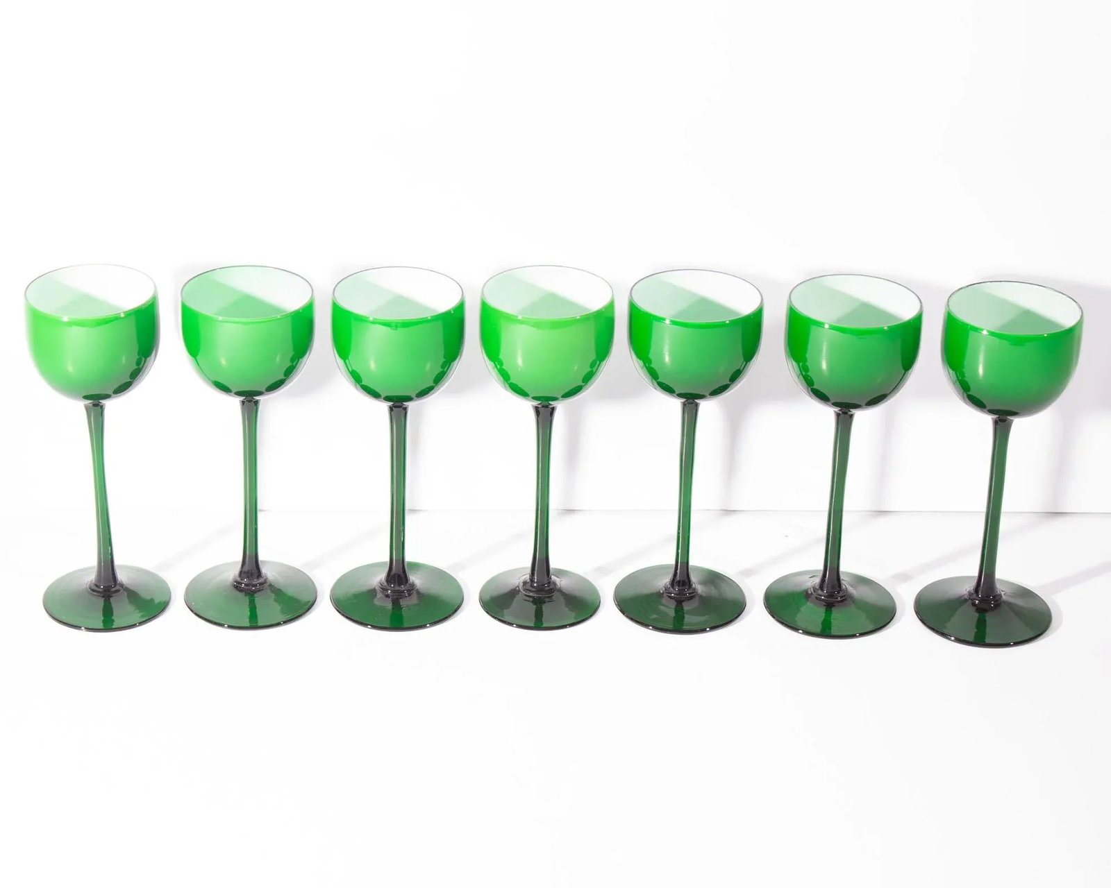 Carlo Moretti Cased Green 6.75" Glasses, Set of Seven - 3