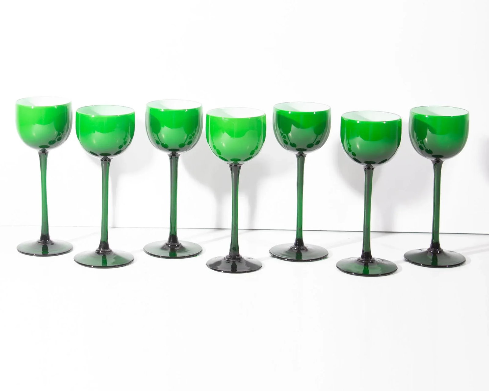 Carlo Moretti Cased Green 6.75" Glasses, Set of Seven - 4