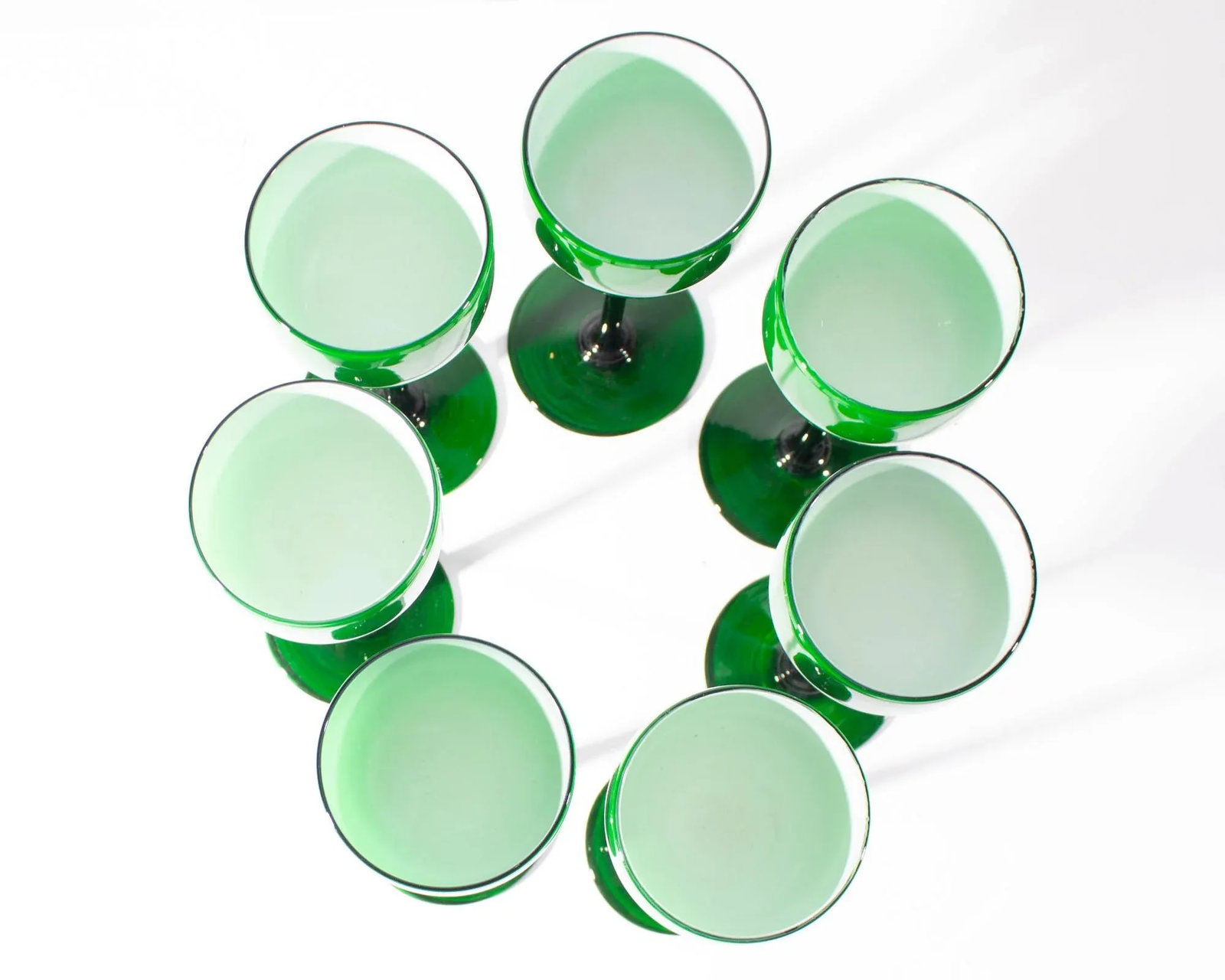 Carlo Moretti Cased Green 6.75" Glasses, Set of Seven - 5