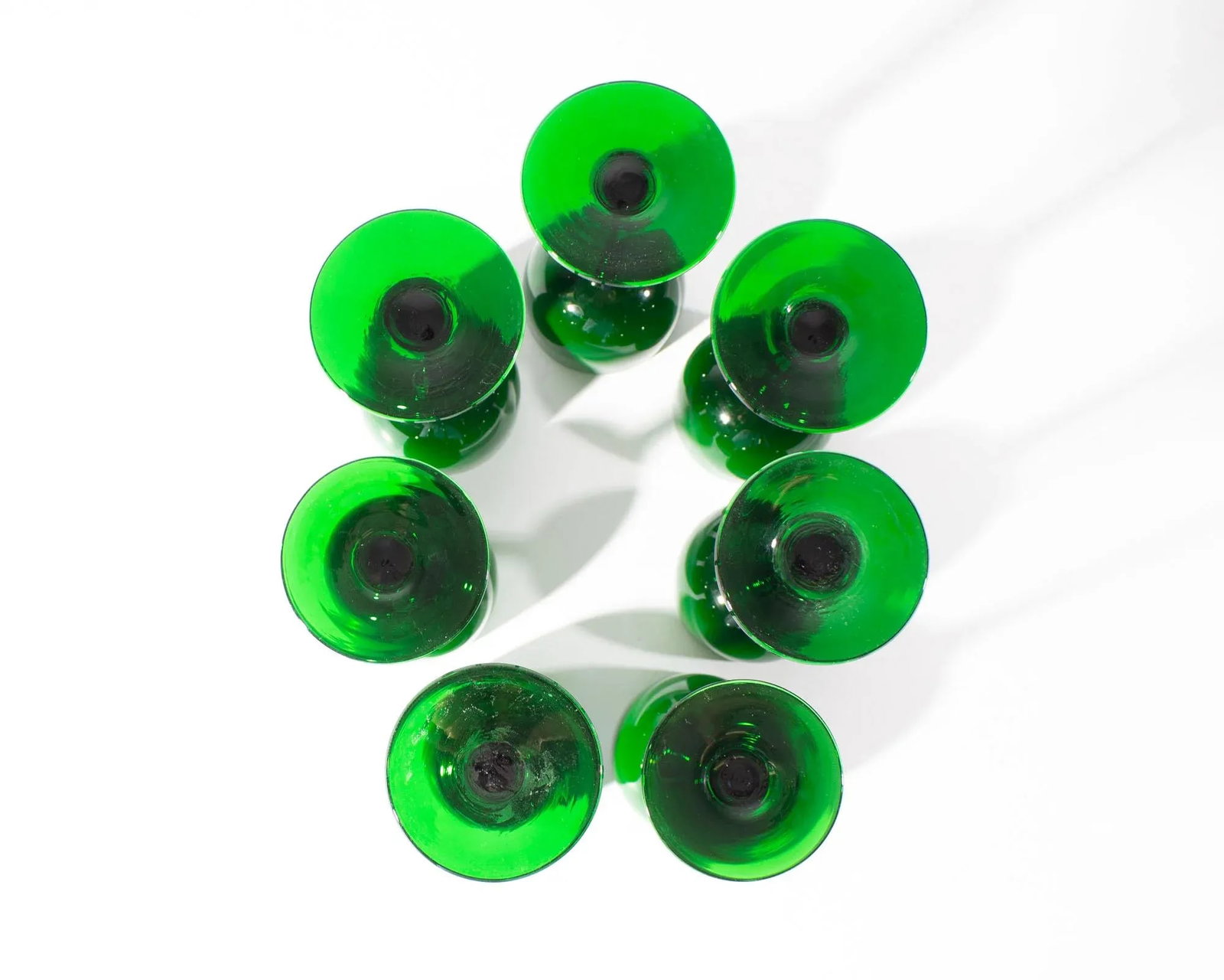 Carlo Moretti Cased Green 6.75" Glasses, Set of Seven - 6
