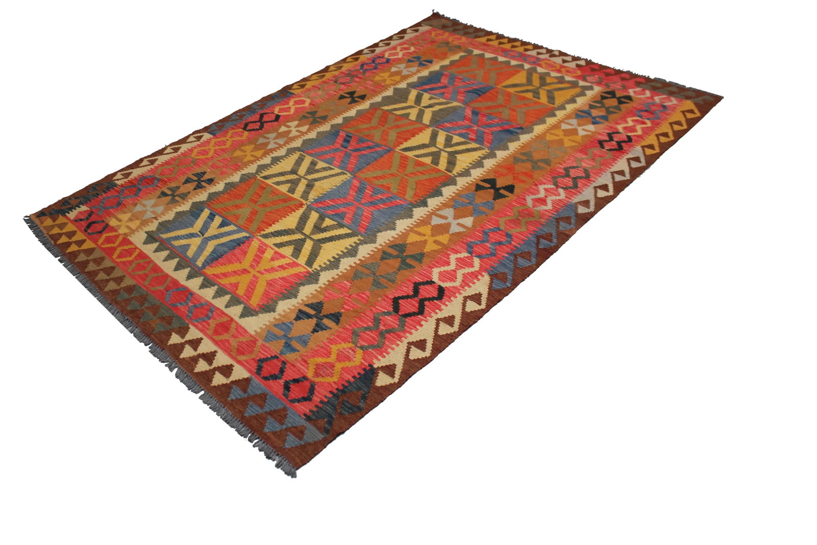 Hand Knotted Traditional Maimana Kilim - 5'4" X 8'0" - 2