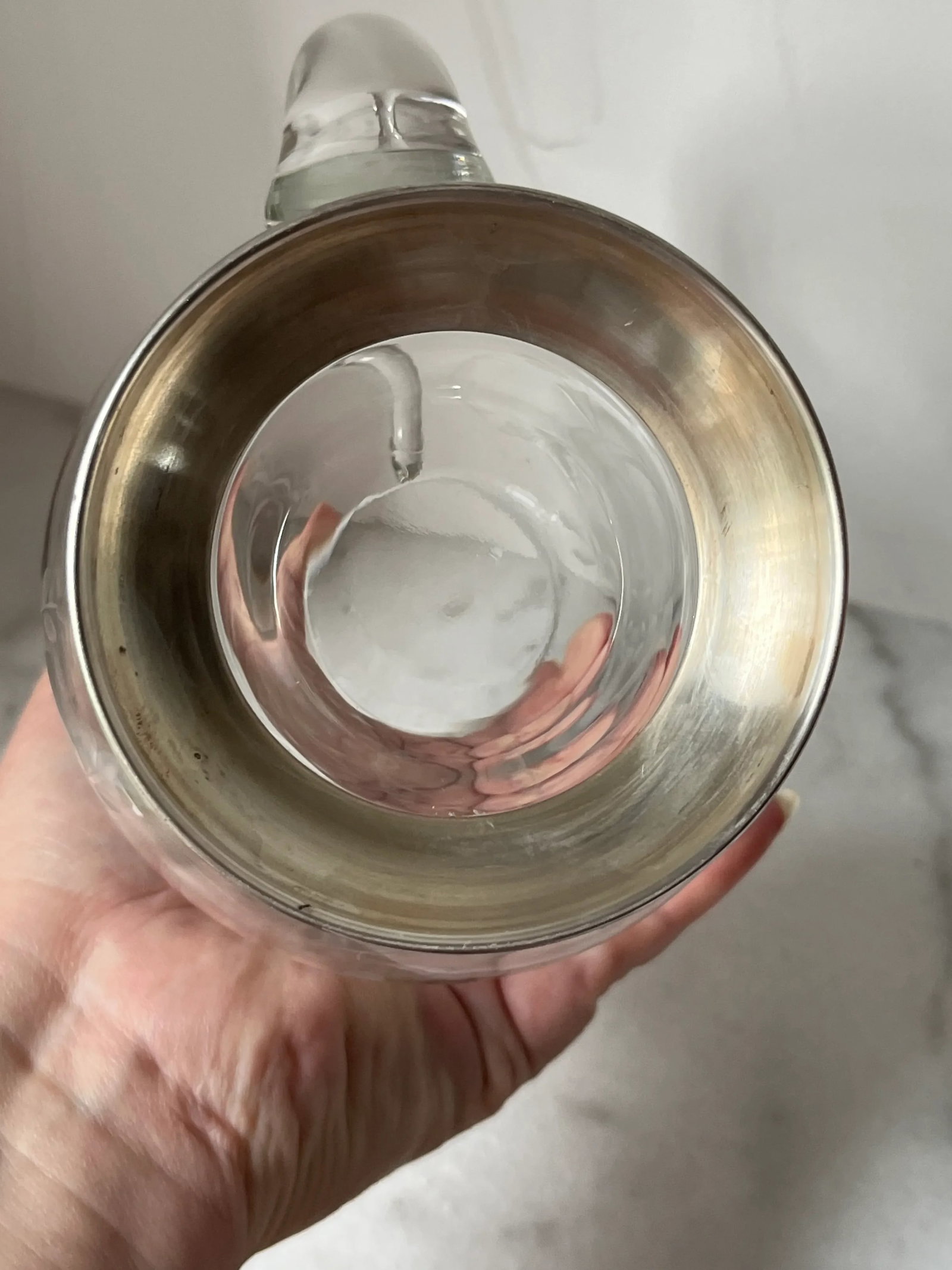 1930s Etched Crystal Pitcher, Also Known as a "Pot Belly Pitcher," With a Sterling Silver Base - 5
