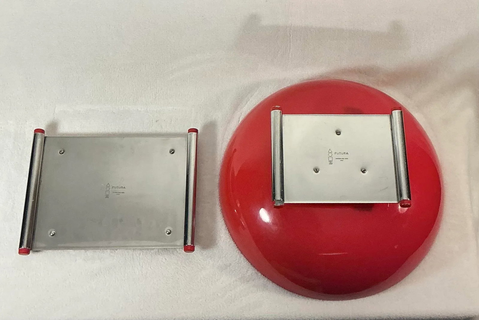 Larry Laslo Towle Futura Series Modern Red Center Bowl With Cutting Board 1980s Post Modern - 4