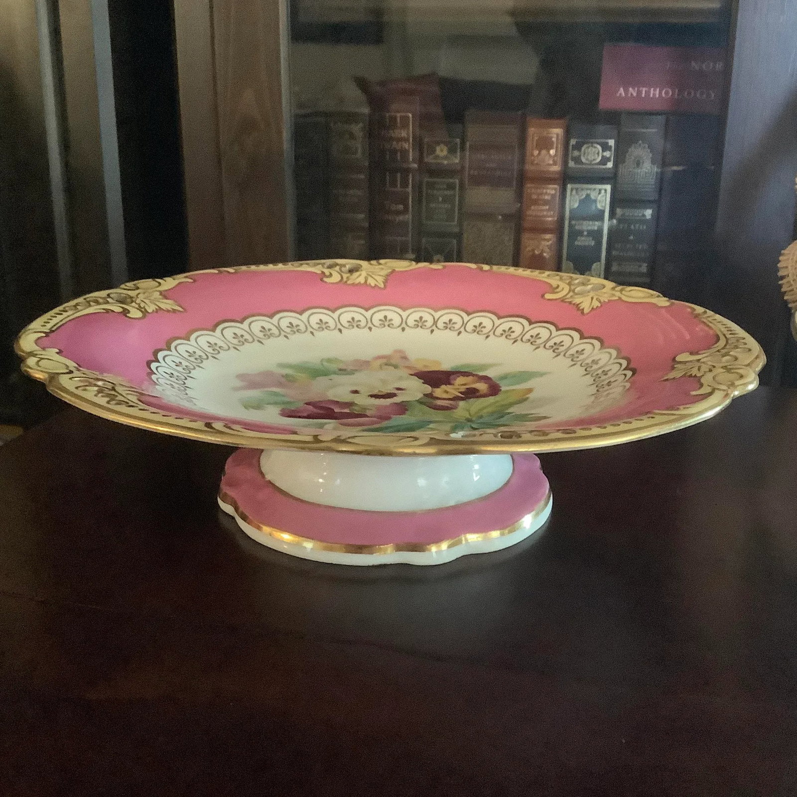Antique Brown Westhead & Moore English Dessert Service Hand Painted Botanical Compotes - a Pair - 5