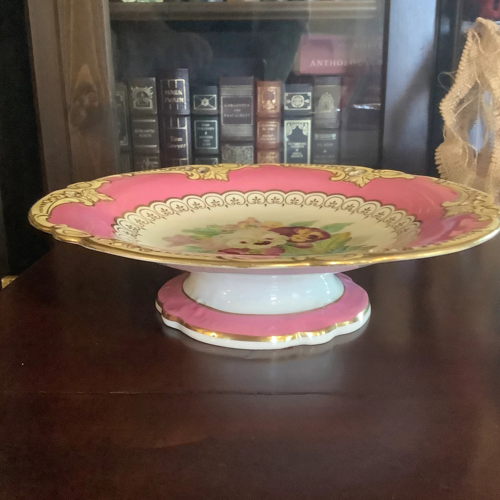 Antique Brown Westhead & Moore English Dessert Service Hand Painted Botanical Compotes - a Pair - 6