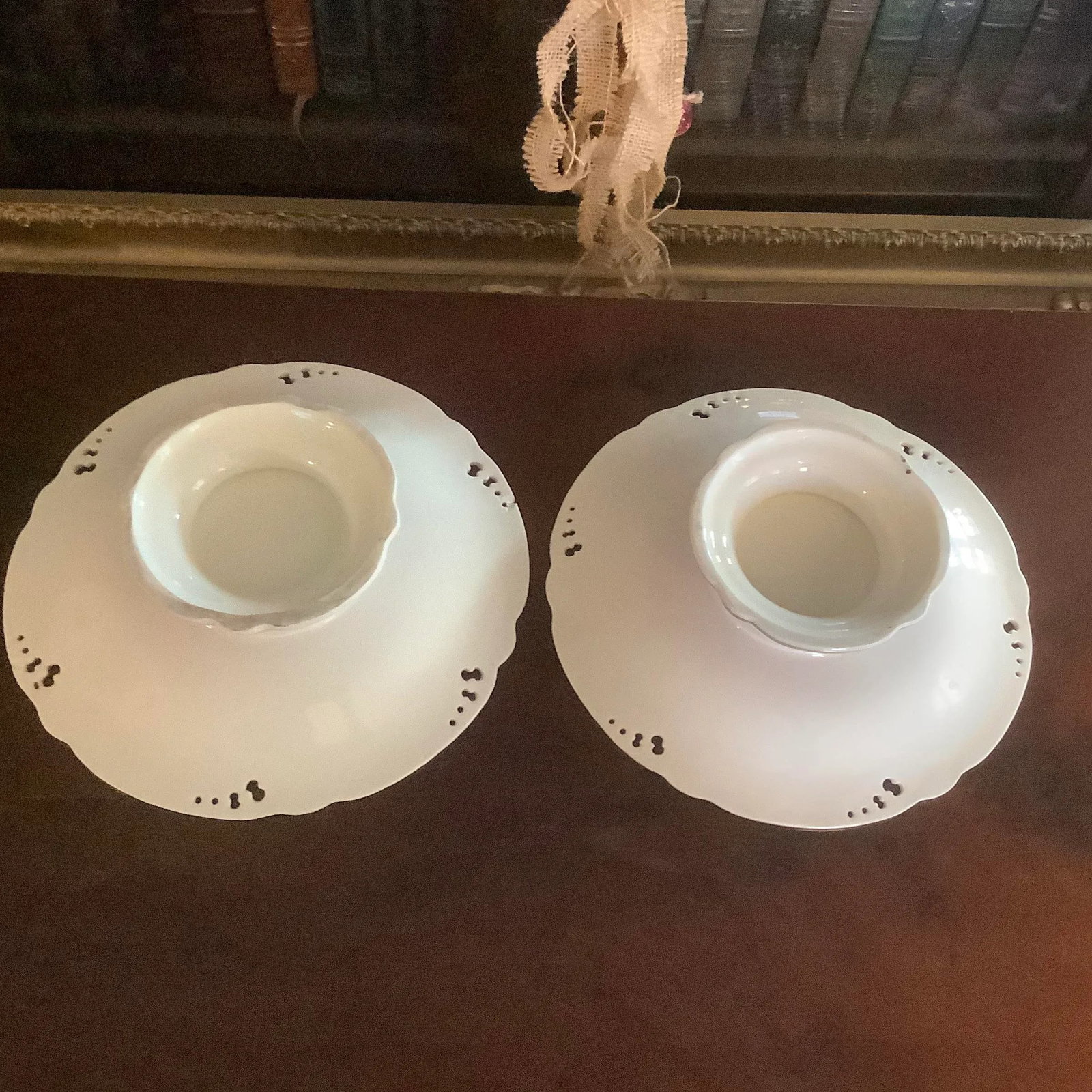 Antique Brown Westhead & Moore English Dessert Service Hand Painted Botanical Compotes - a Pair - 9
