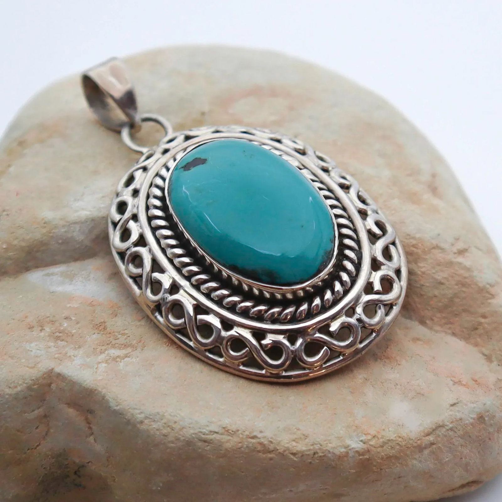 Vintage Natural Turquoise With Sterling Silver Detailing - 4