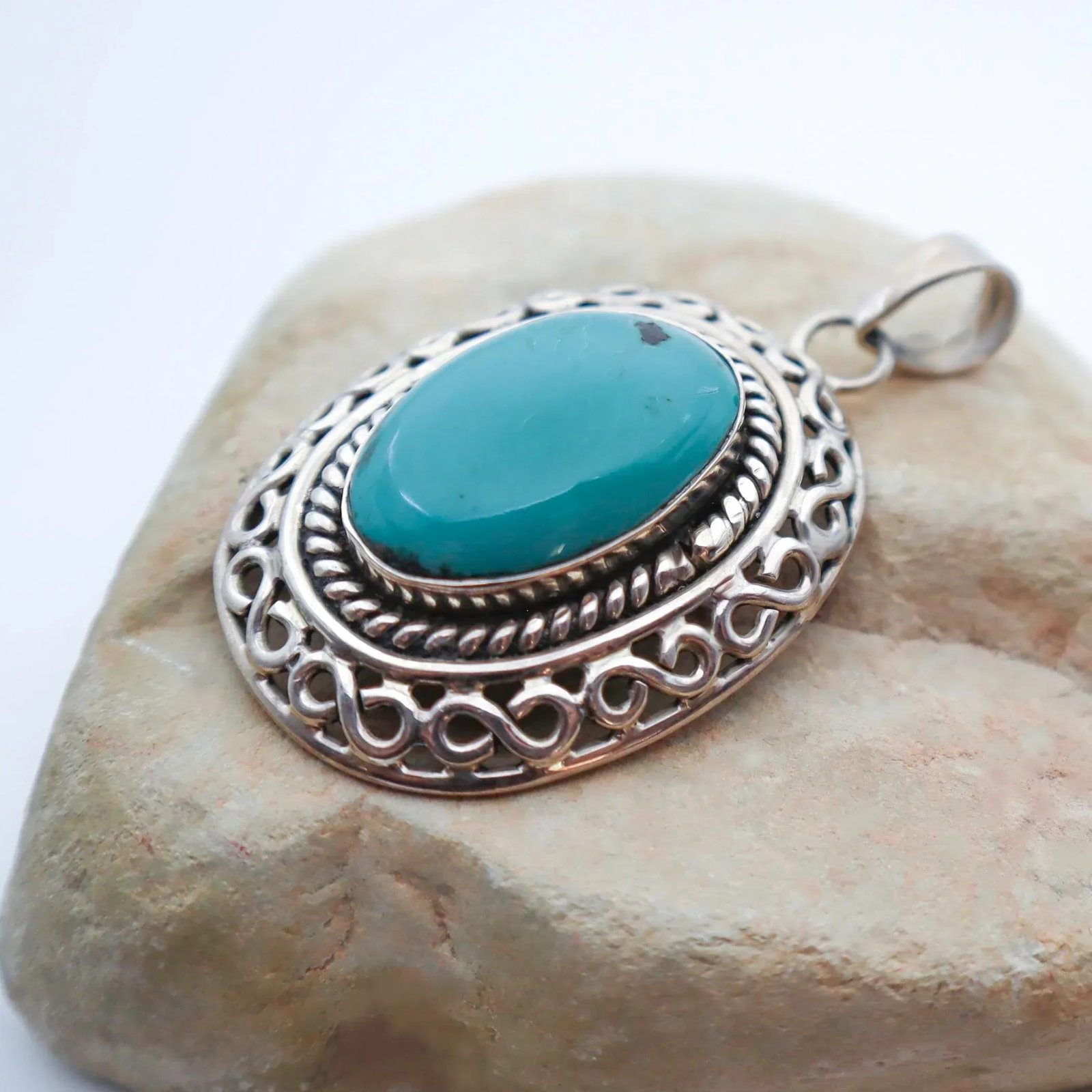 Vintage Natural Turquoise With Sterling Silver Detailing - 6