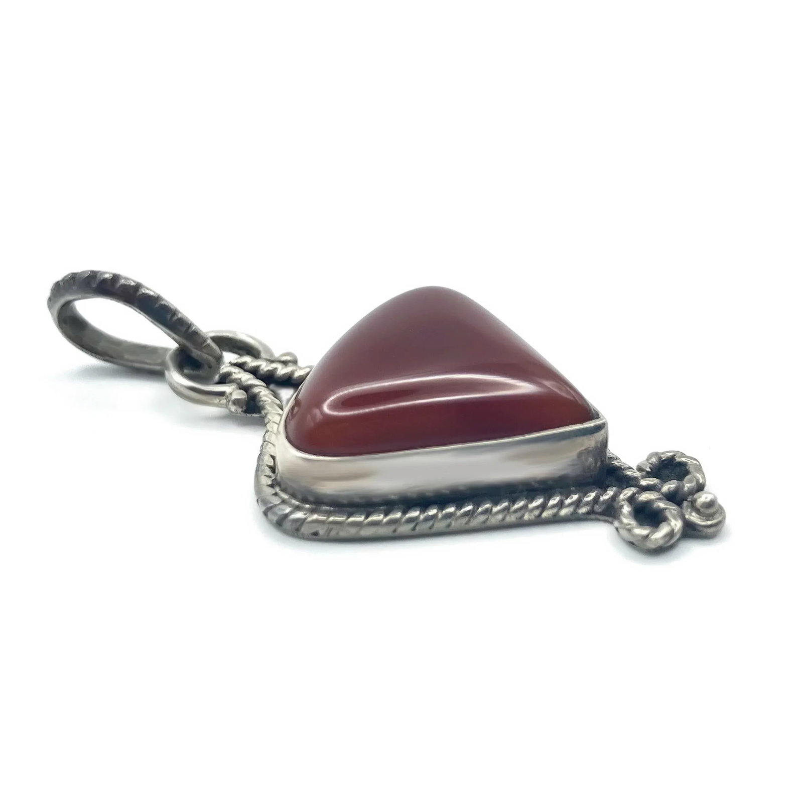 Vintage Carnelian Gemstone and Sterling Silver Pendant - 2